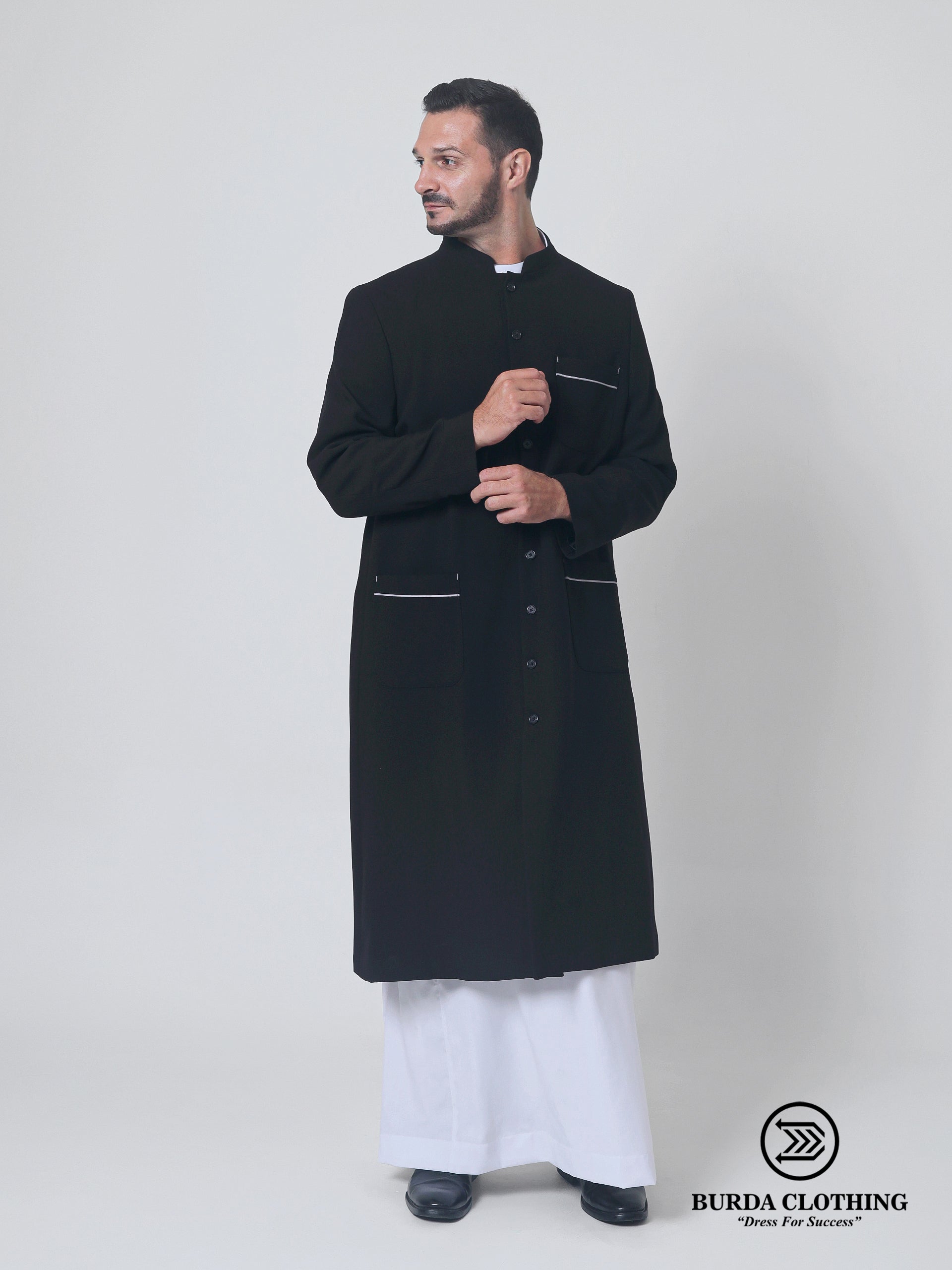 Contrast Black Overcoat by Burdaclothing