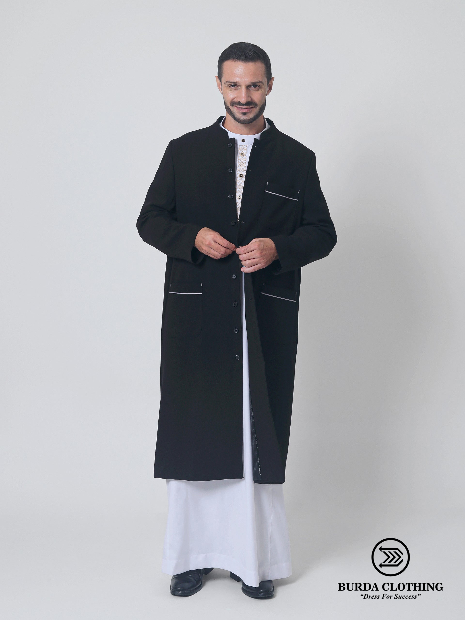 Contrast Black Overcoat by Burdaclothing