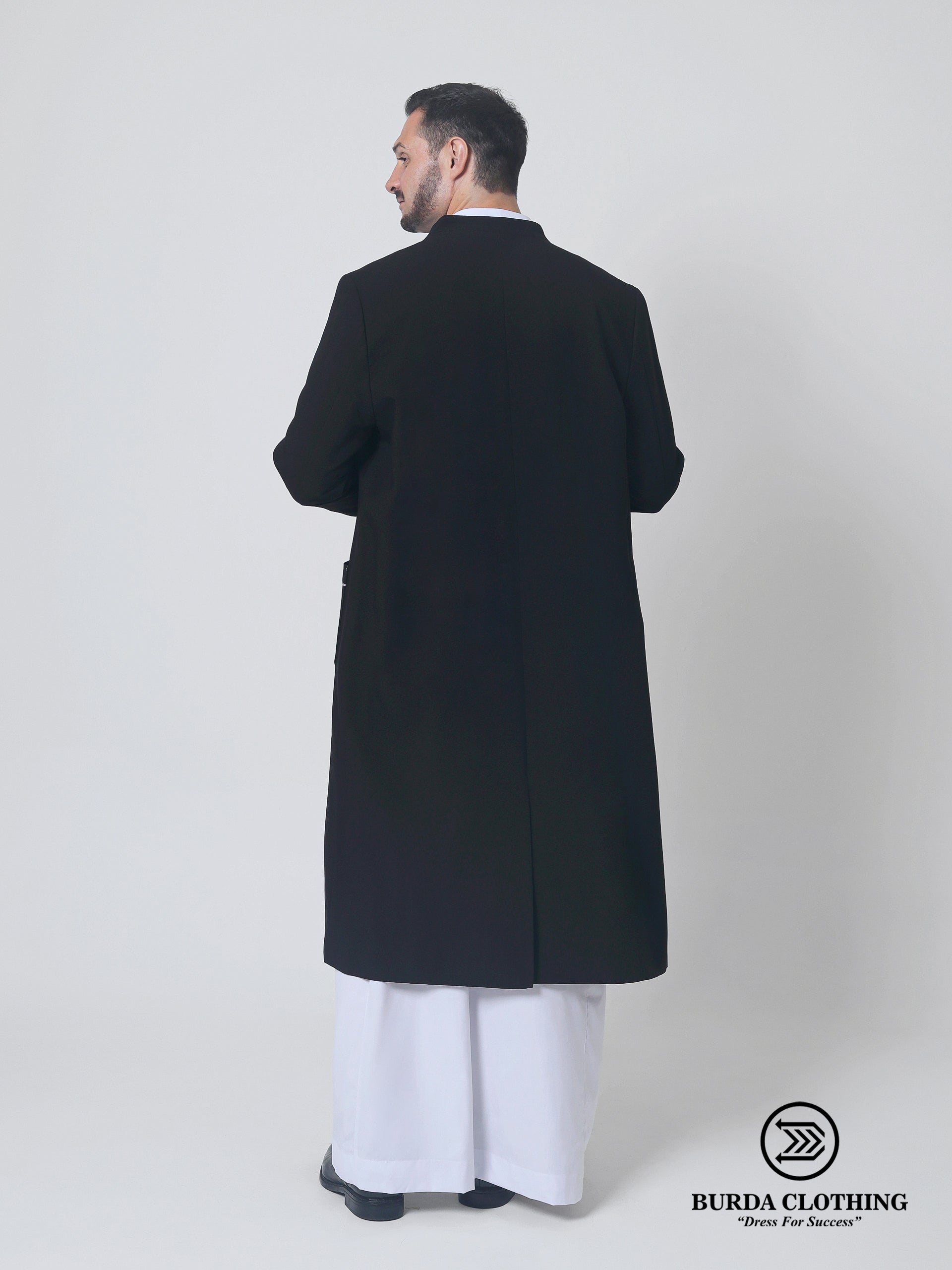 Contrast Black Overcoat by Burdaclothing