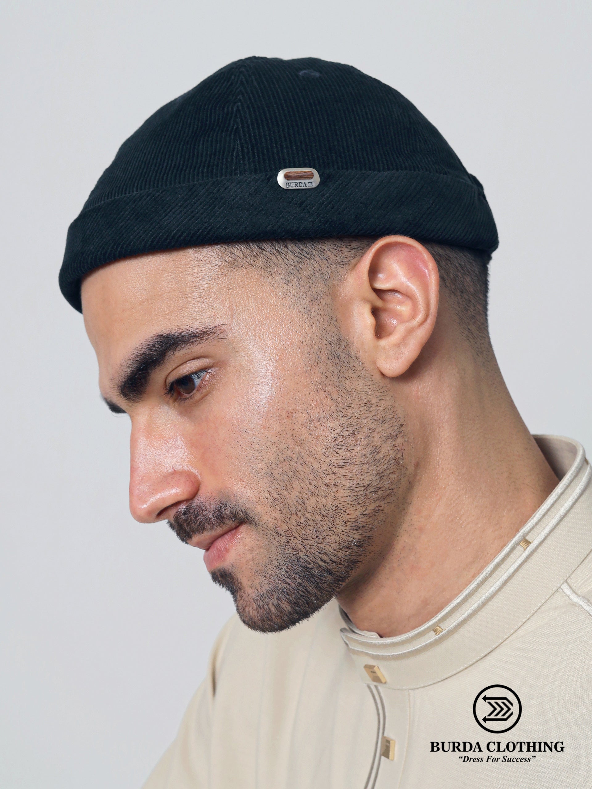 Corduroy Brimless Hat Olive by Burdaclothing