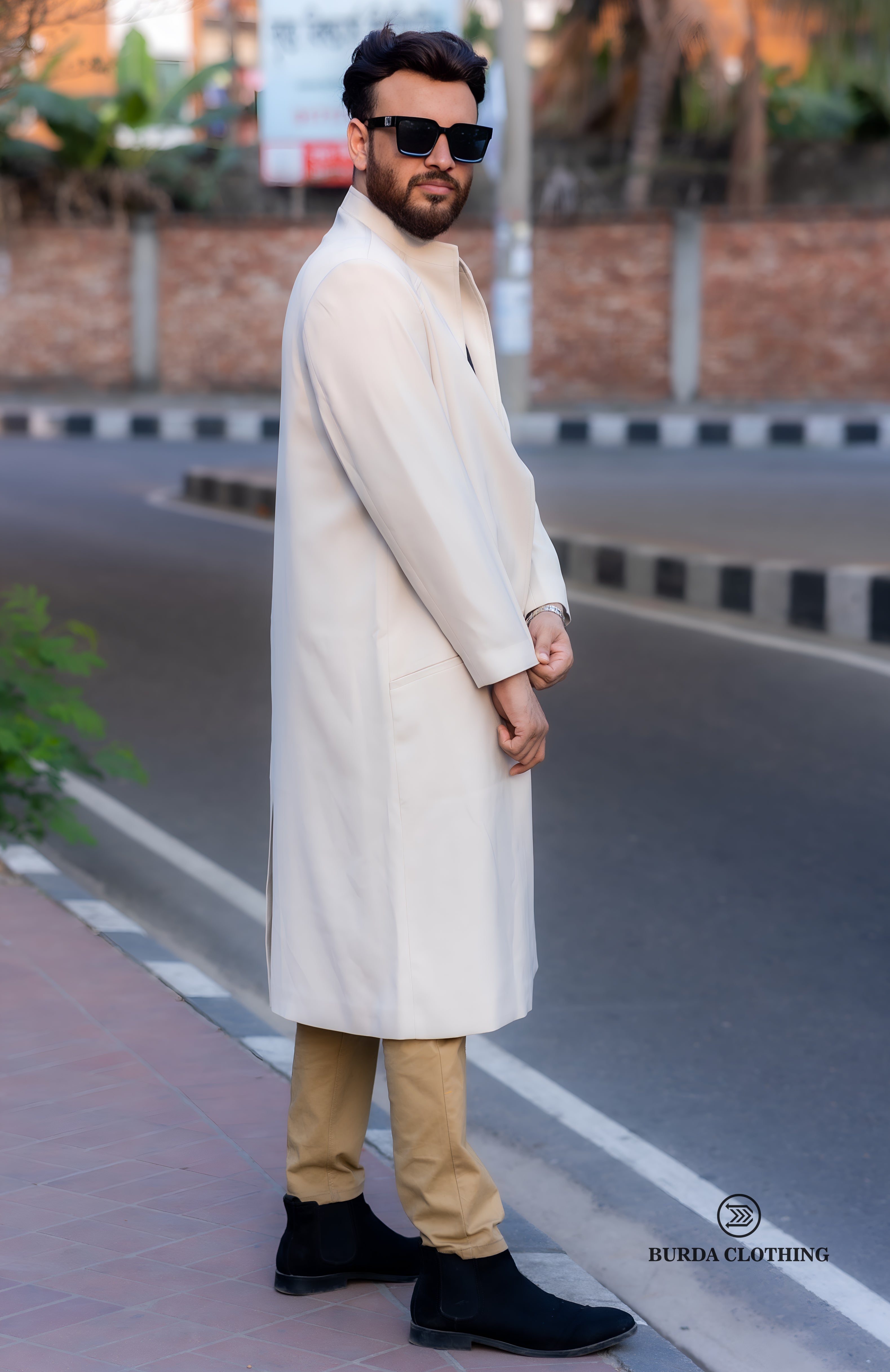 Cream Long Coat by burdaclothing