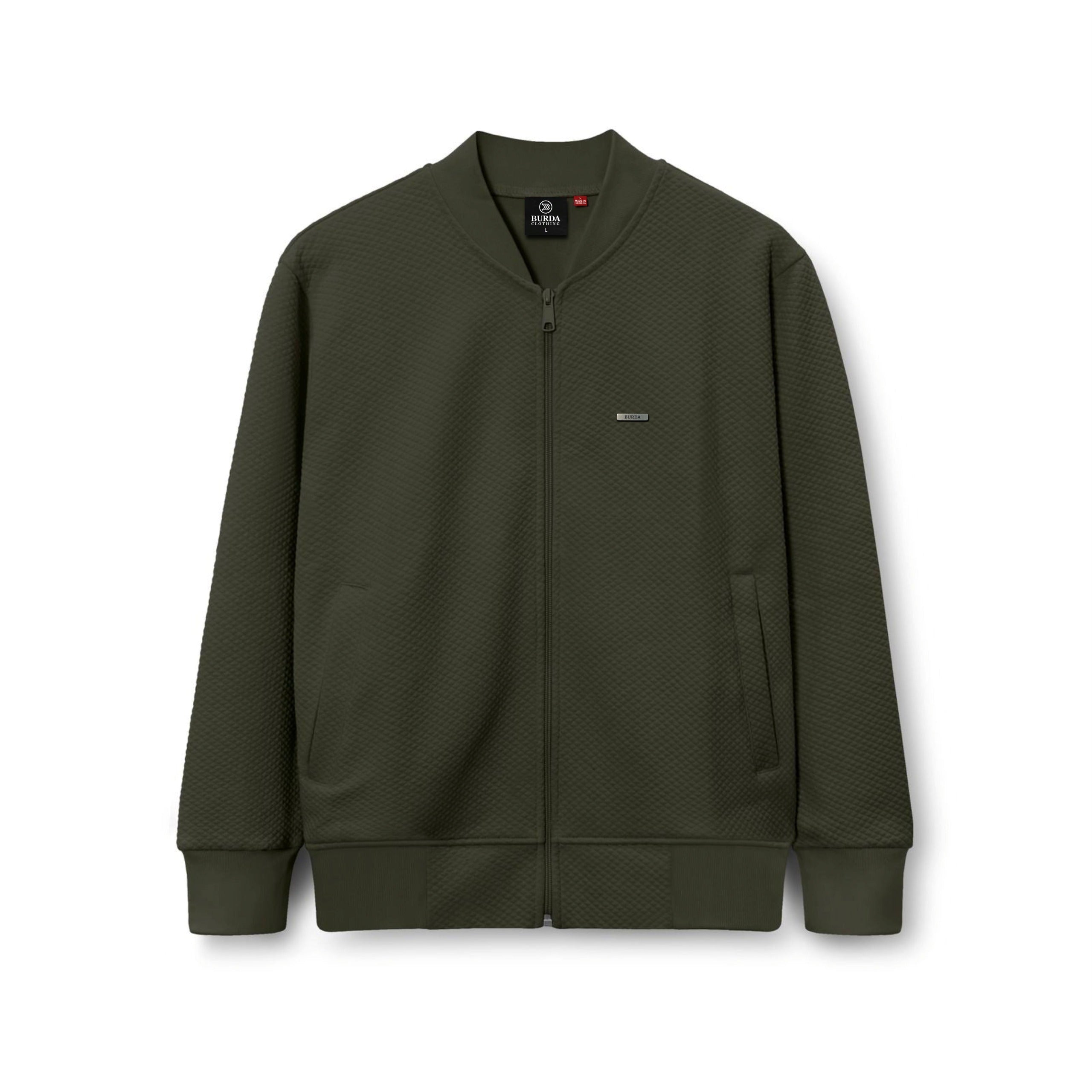 Diamond Quilted Jacket Green / L by Burdaclothing