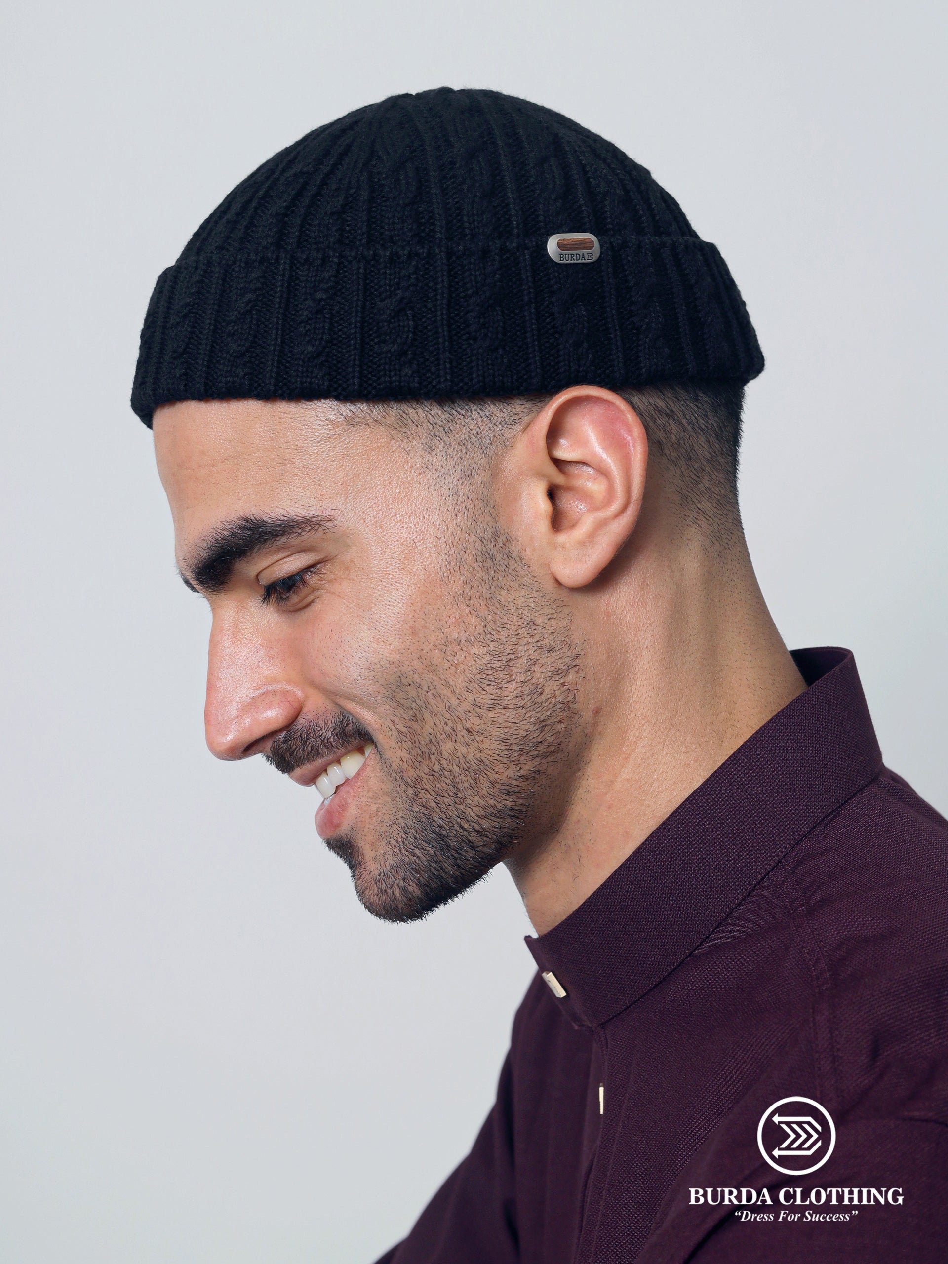 Folded Cable Design Beanie by Burdaclothing