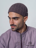 Folded Cable Design Beanie Burgundy by Burdaclothing