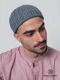 Folded Cable Design Beanie Gray by Burdaclothing