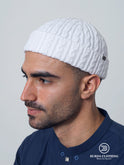 Folded Cable Design Beanie White by Burdaclothing