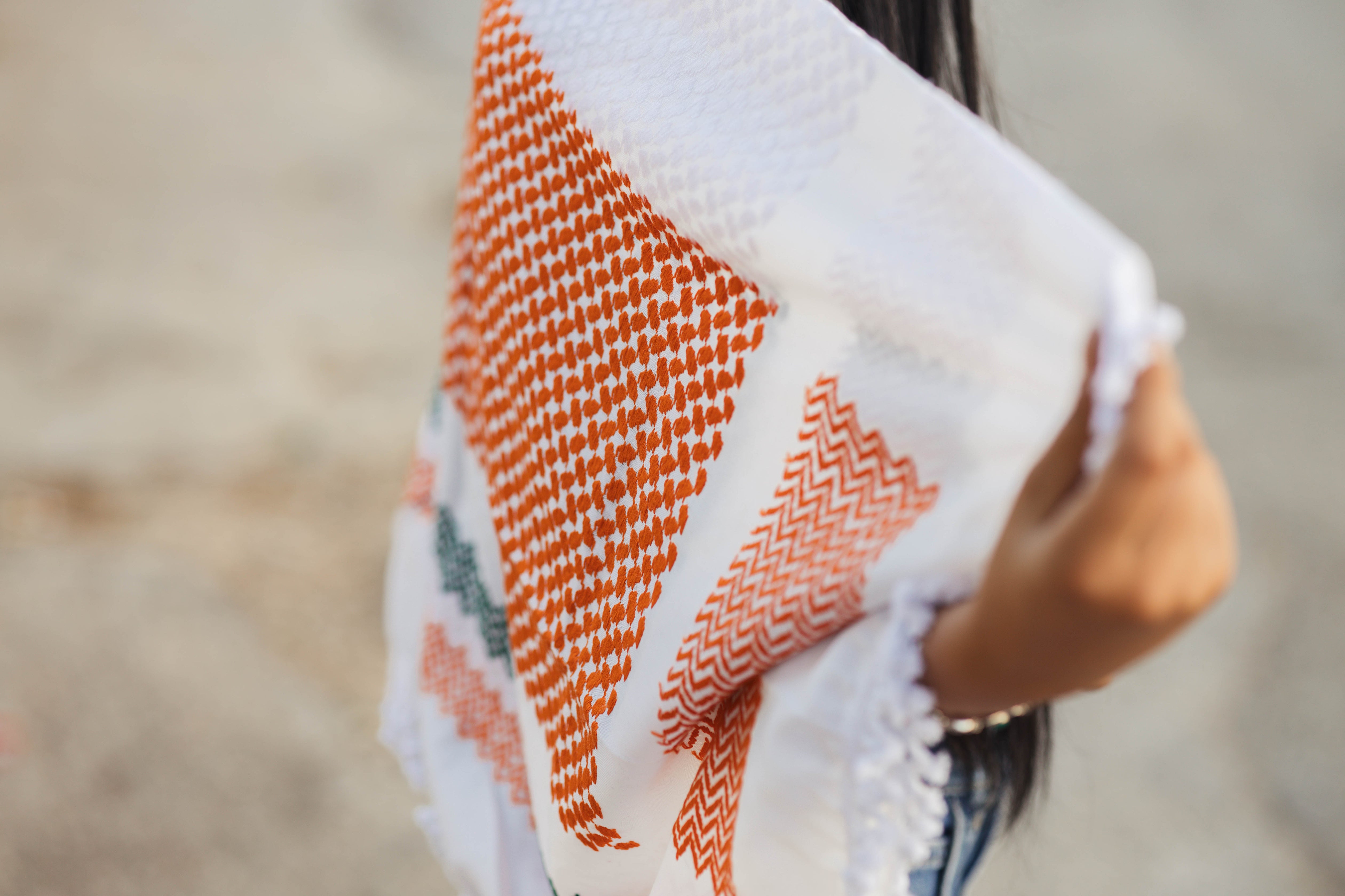 Green and Red Nablus Kufiya by Burdaclothing