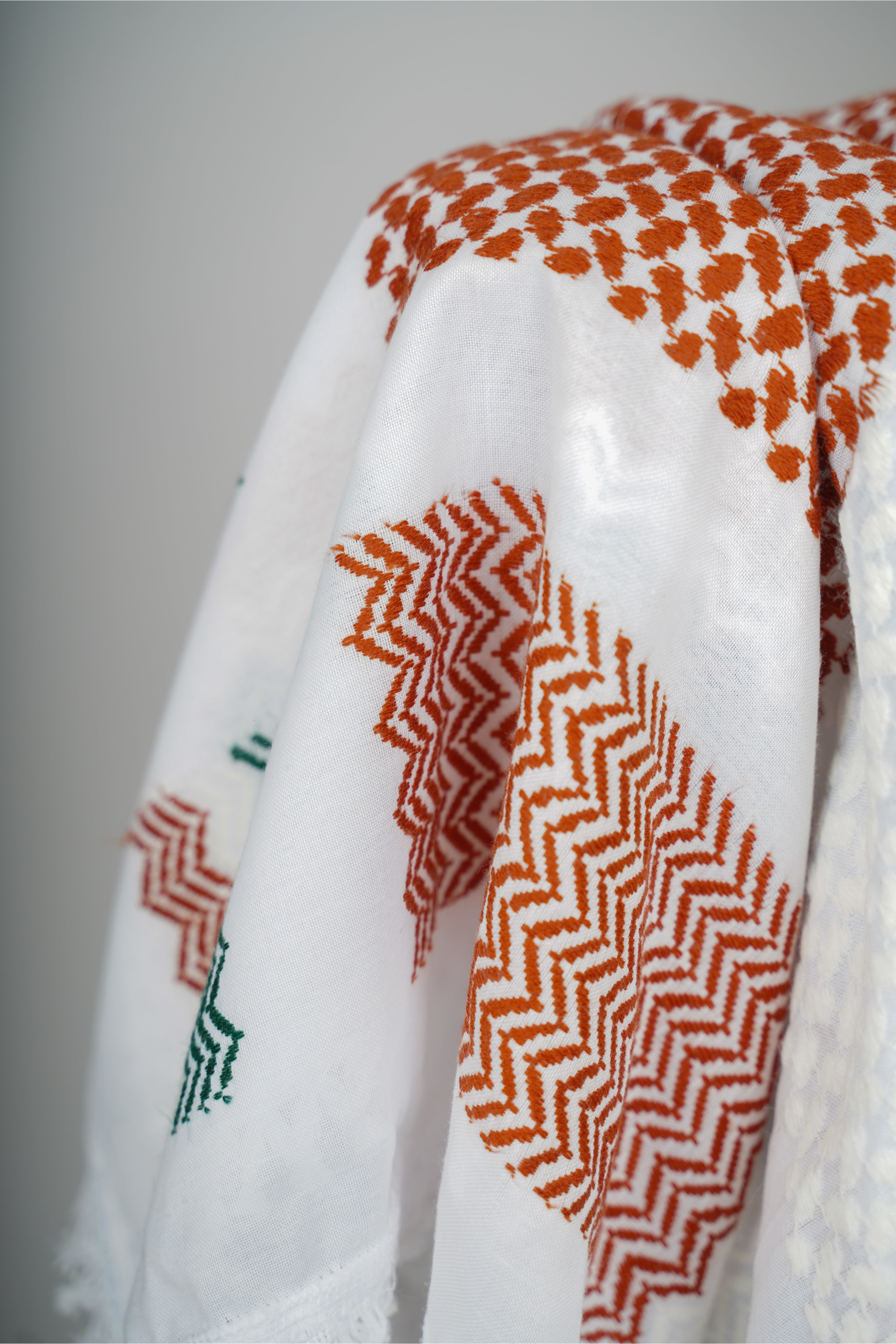 Green and Red Nablus Kufiya by Burdaclothing