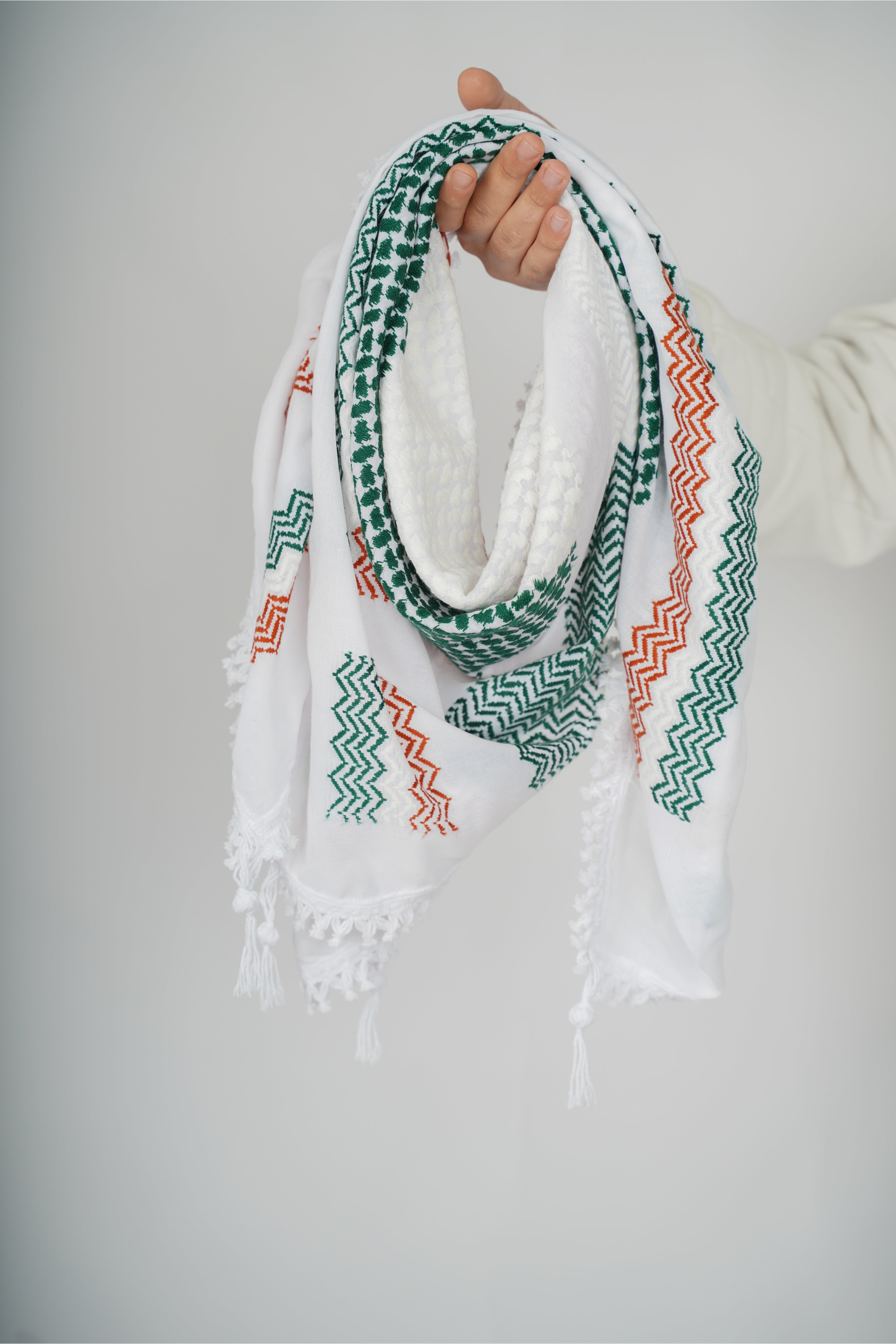 Green and Red Nablus Kufiya by Burdaclothing