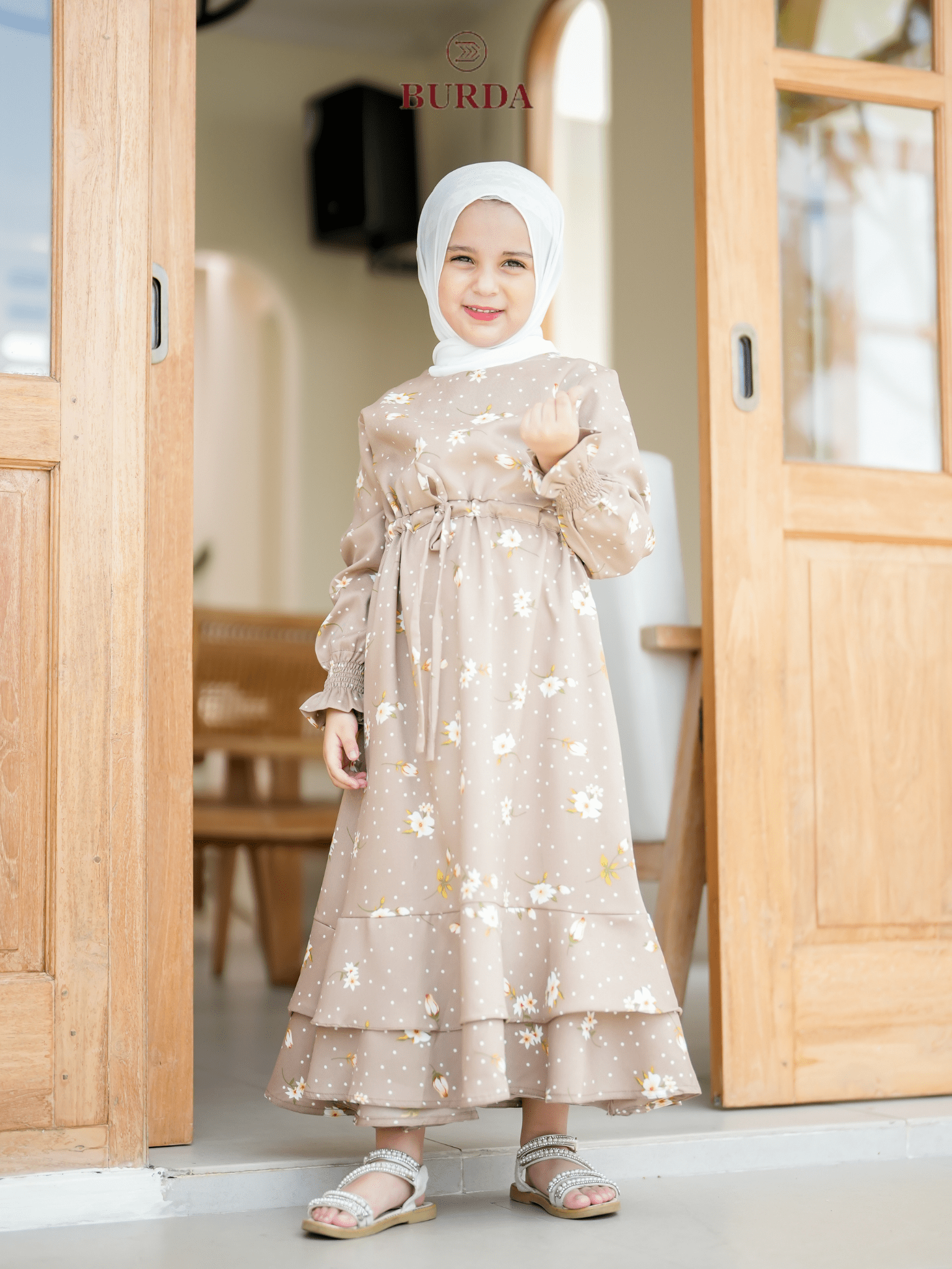 Burdaclothing Kid's Beige Floral Dress (Copy)