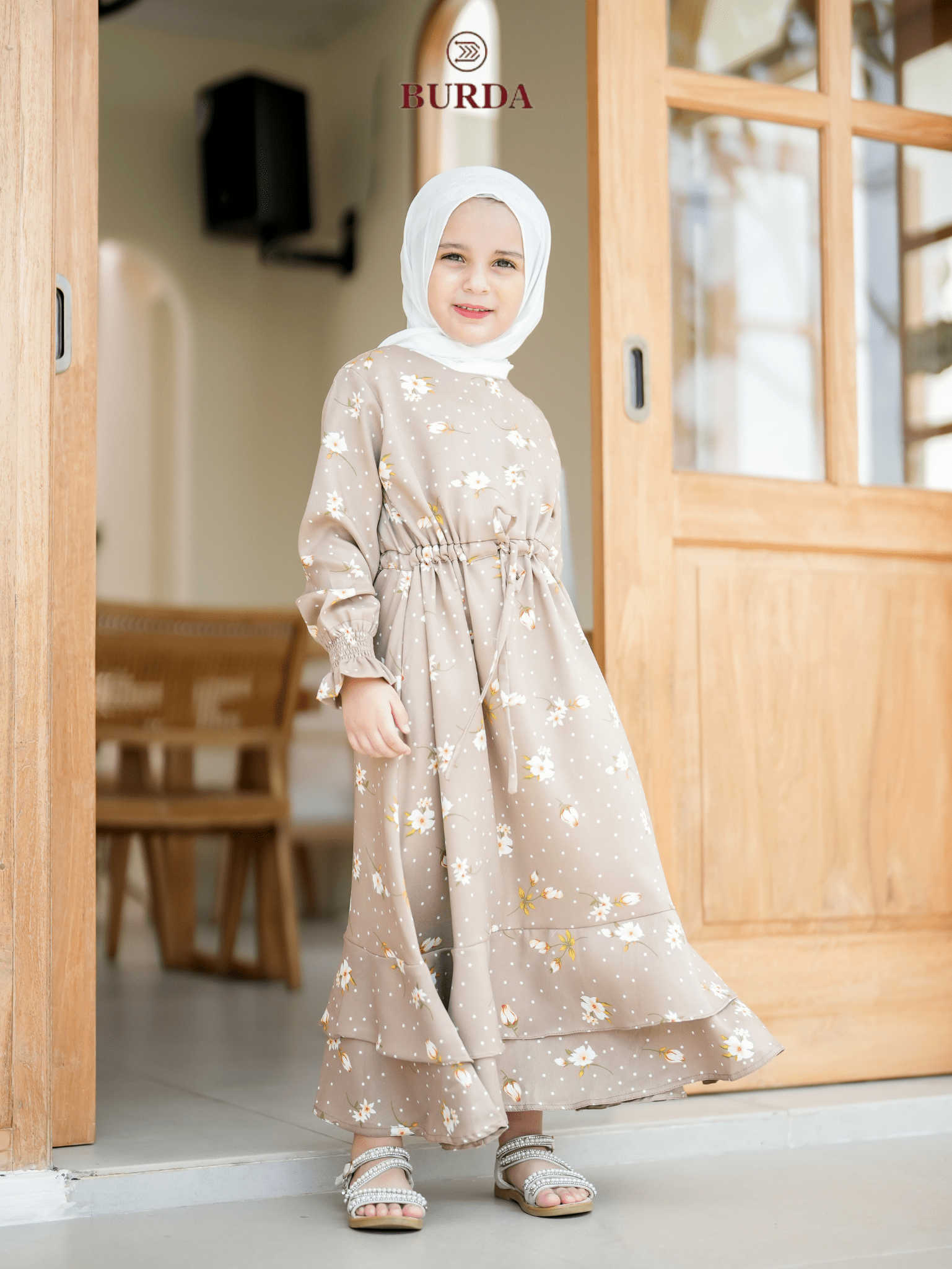 Burdaclothing Kid's Beige Floral Dress (Copy)