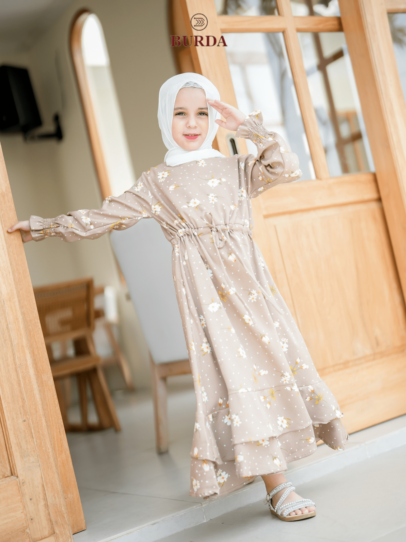 Burdaclothing Kid's Beige Floral Dress (Copy)