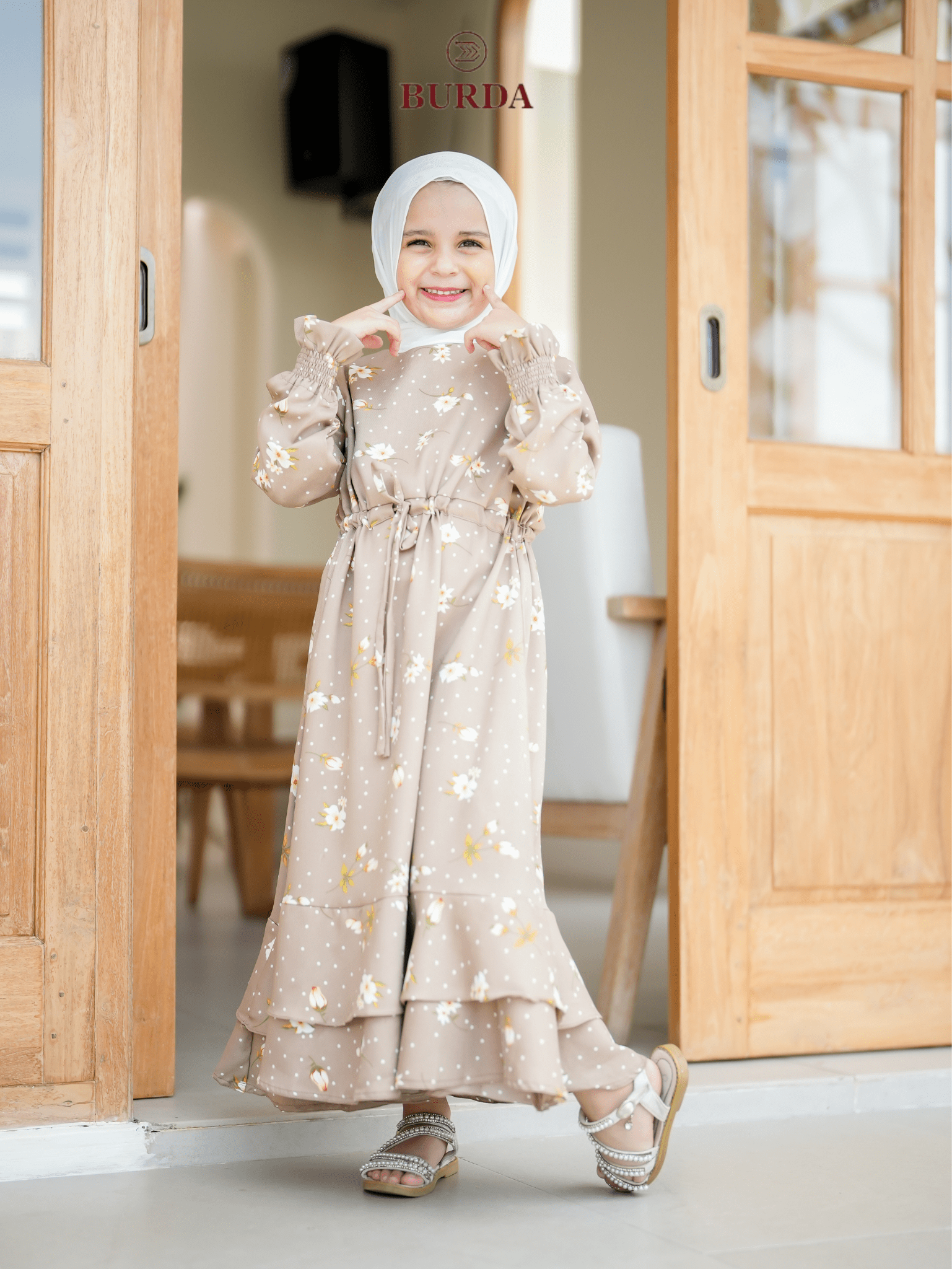 Burdaclothing Kid's Beige Floral Dress (Copy)