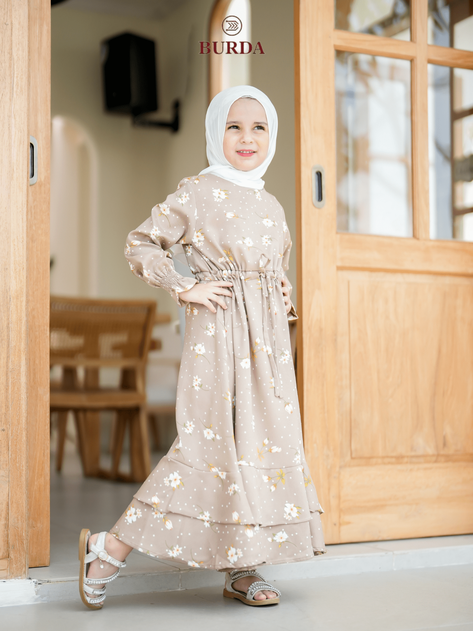 Burdaclothing Kid's Beige Floral Dress (Copy)