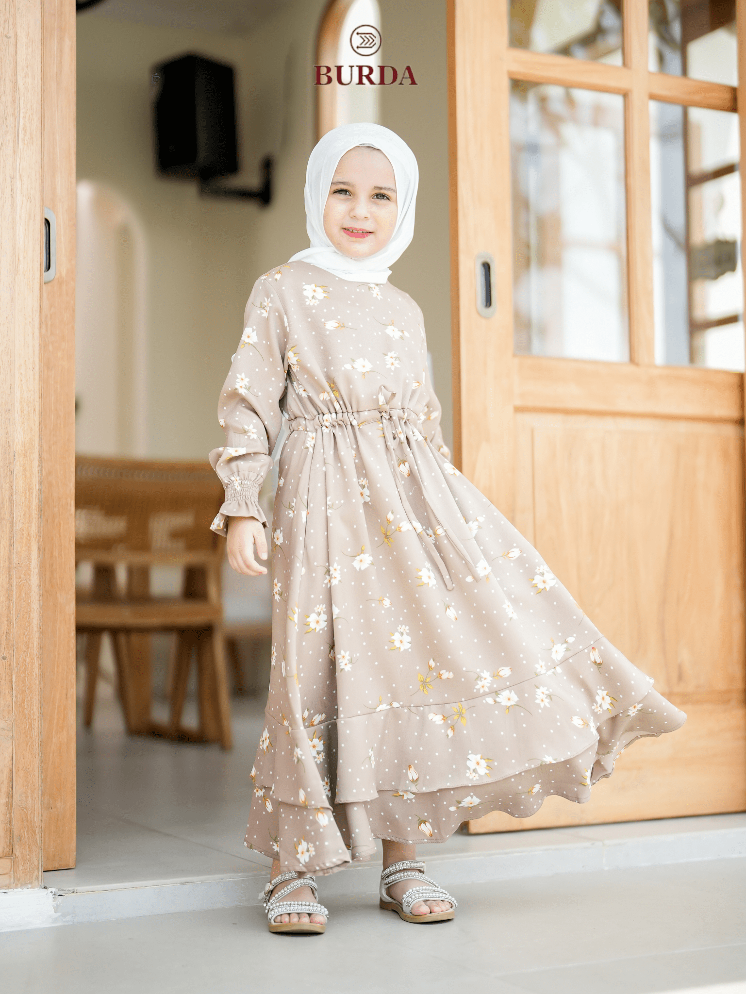 Burdaclothing Kid's Beige Floral Dress (Copy)