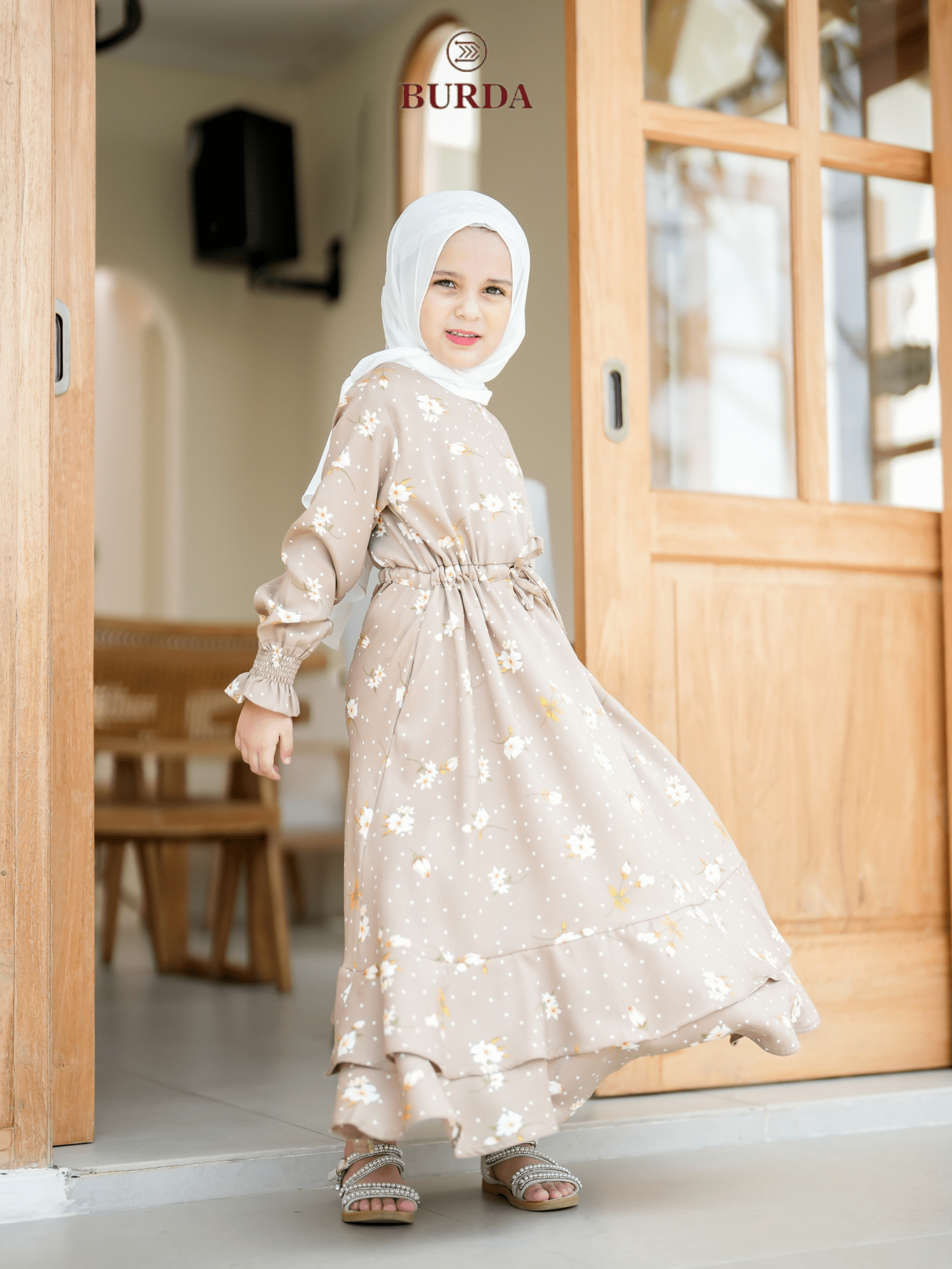 Burdaclothing Kid's Beige Floral Dress (Copy)
