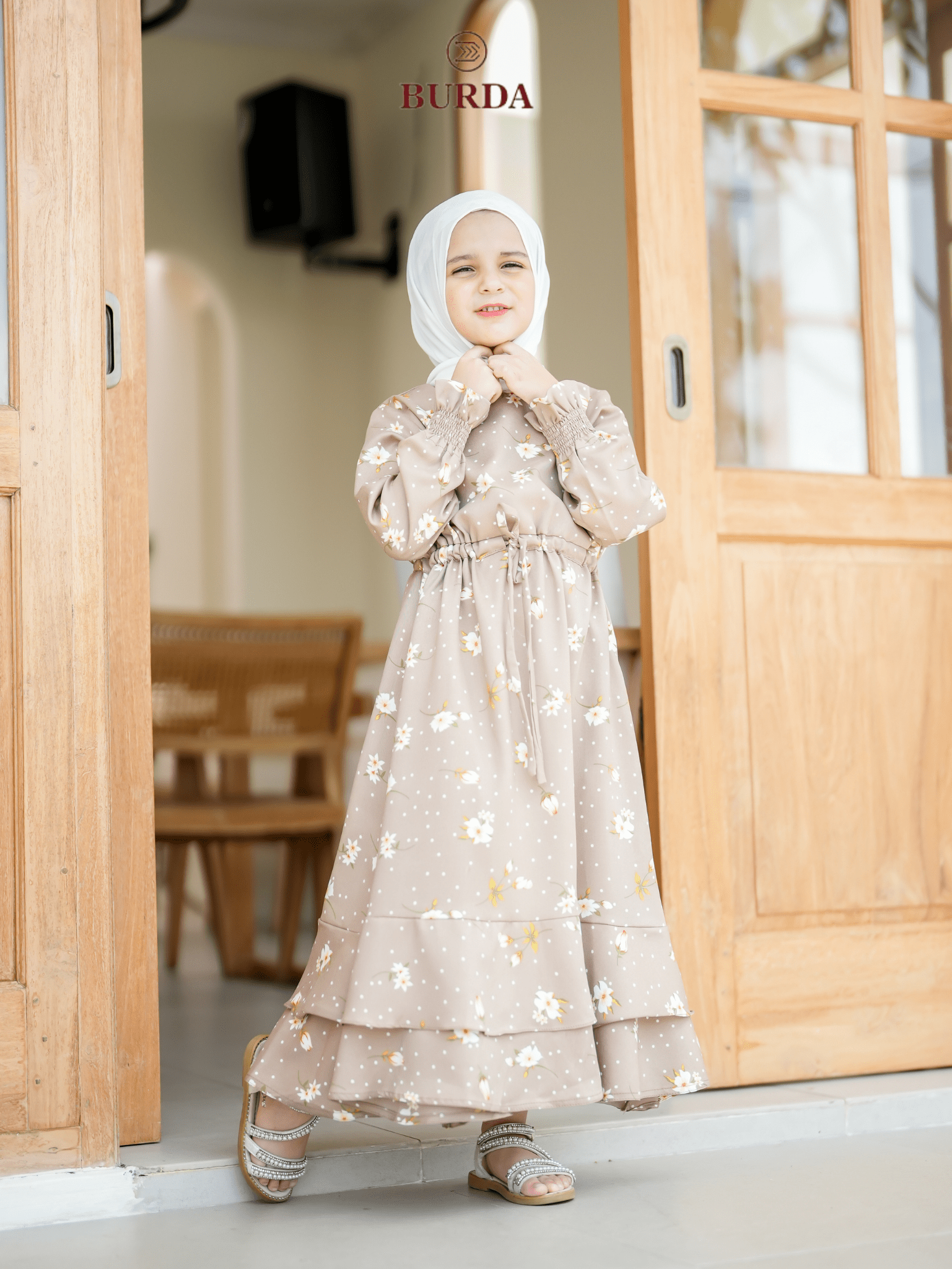 Burdaclothing Kid's Beige Floral Dress (Copy)