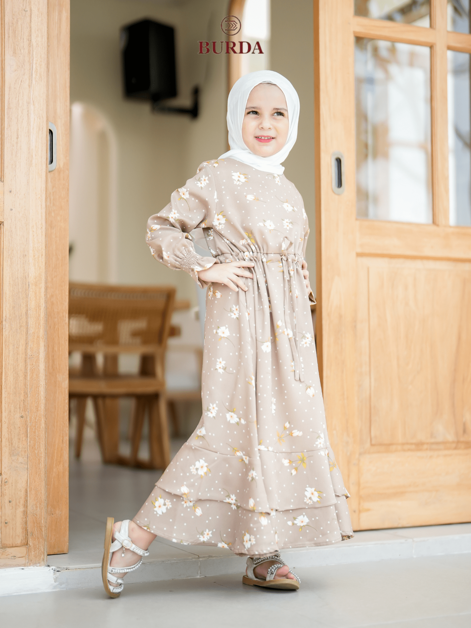 Burdaclothing Kid's Beige Floral Dress (Copy)