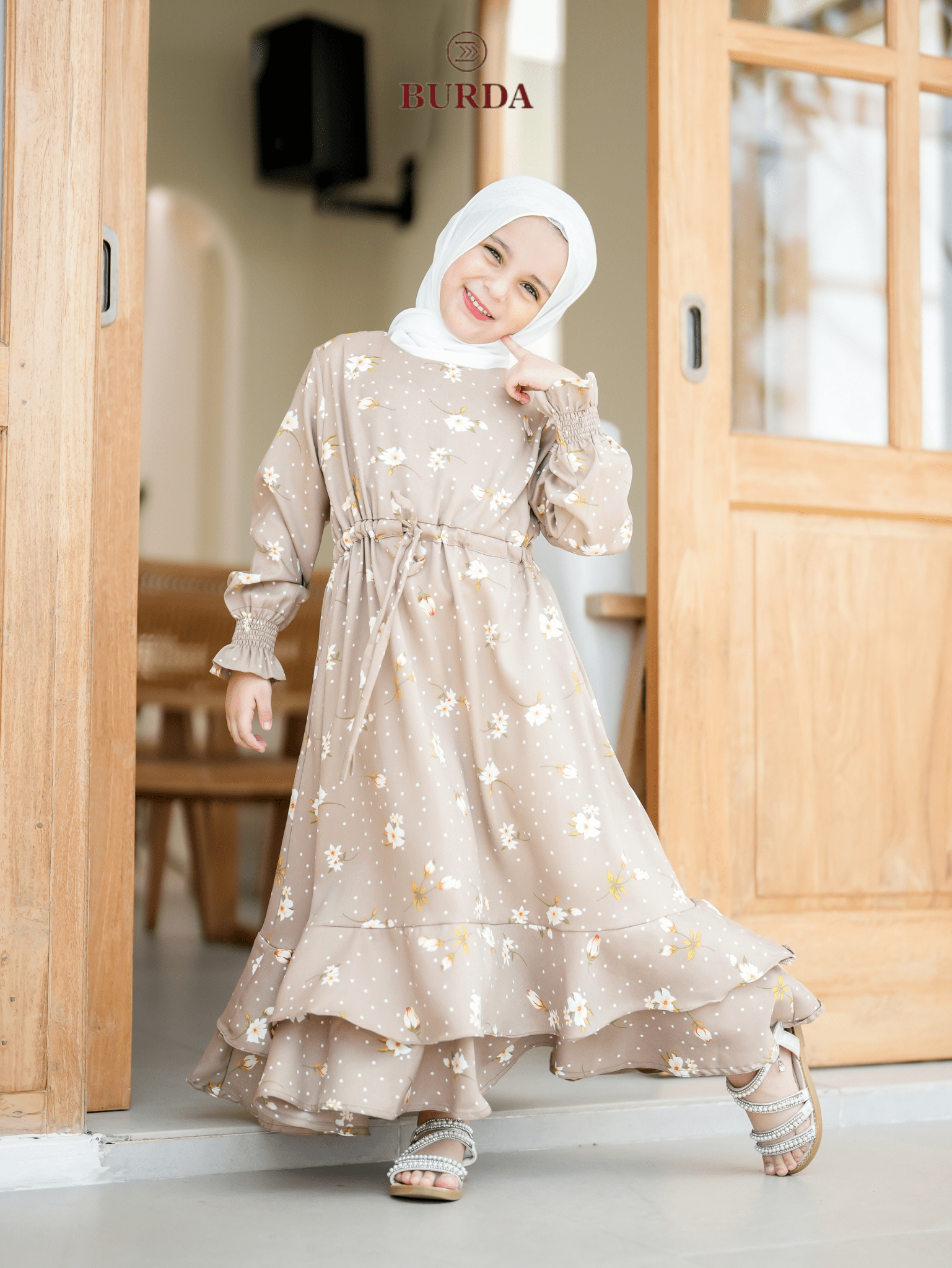 Burdaclothing Kid's Beige Floral Dress (Copy)