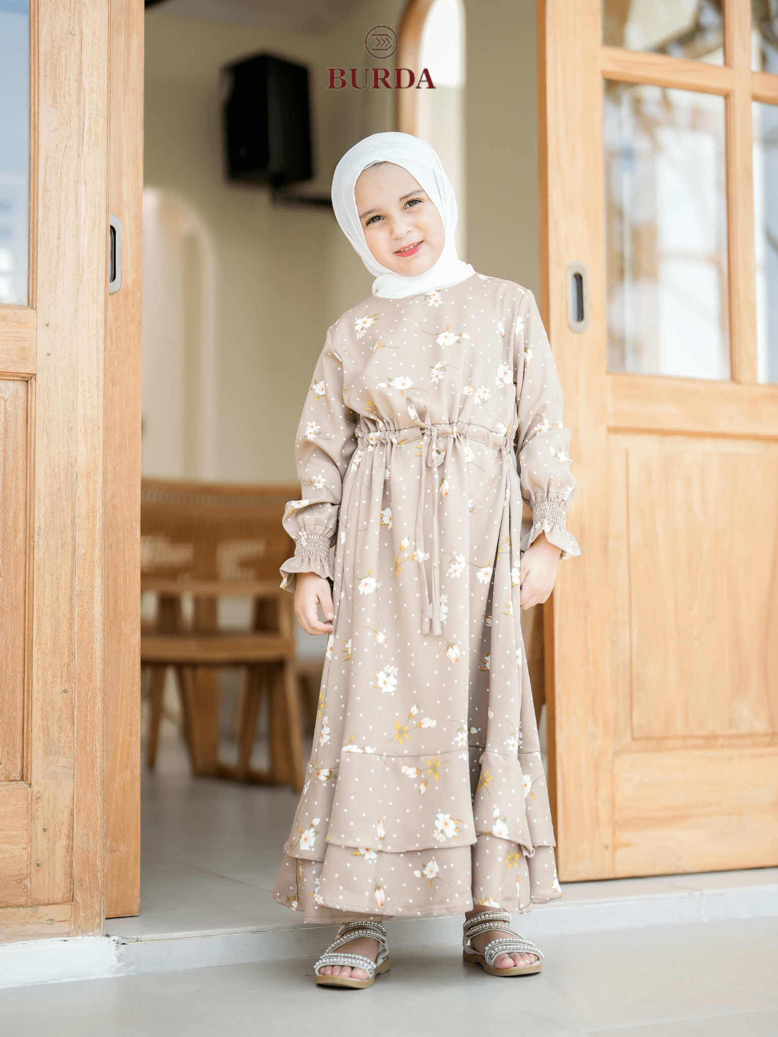 Burdaclothing Kid's Beige Floral Dress (Copy)