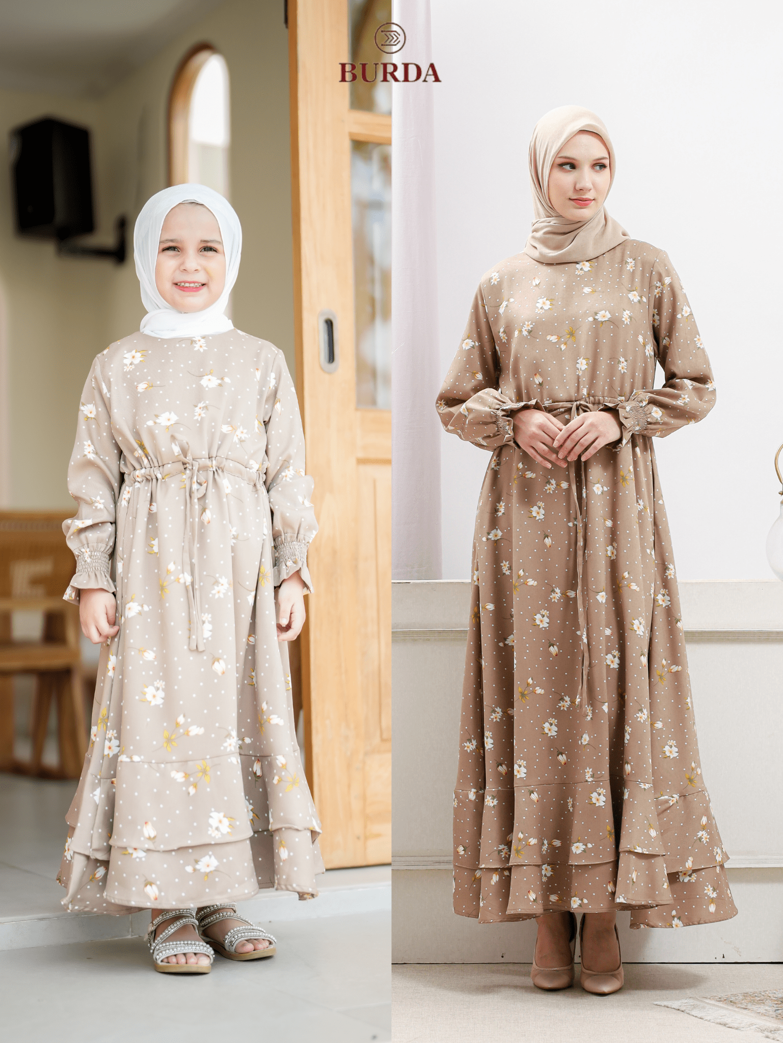 Burdaclothing Kid's Beige Floral Dress (Copy)