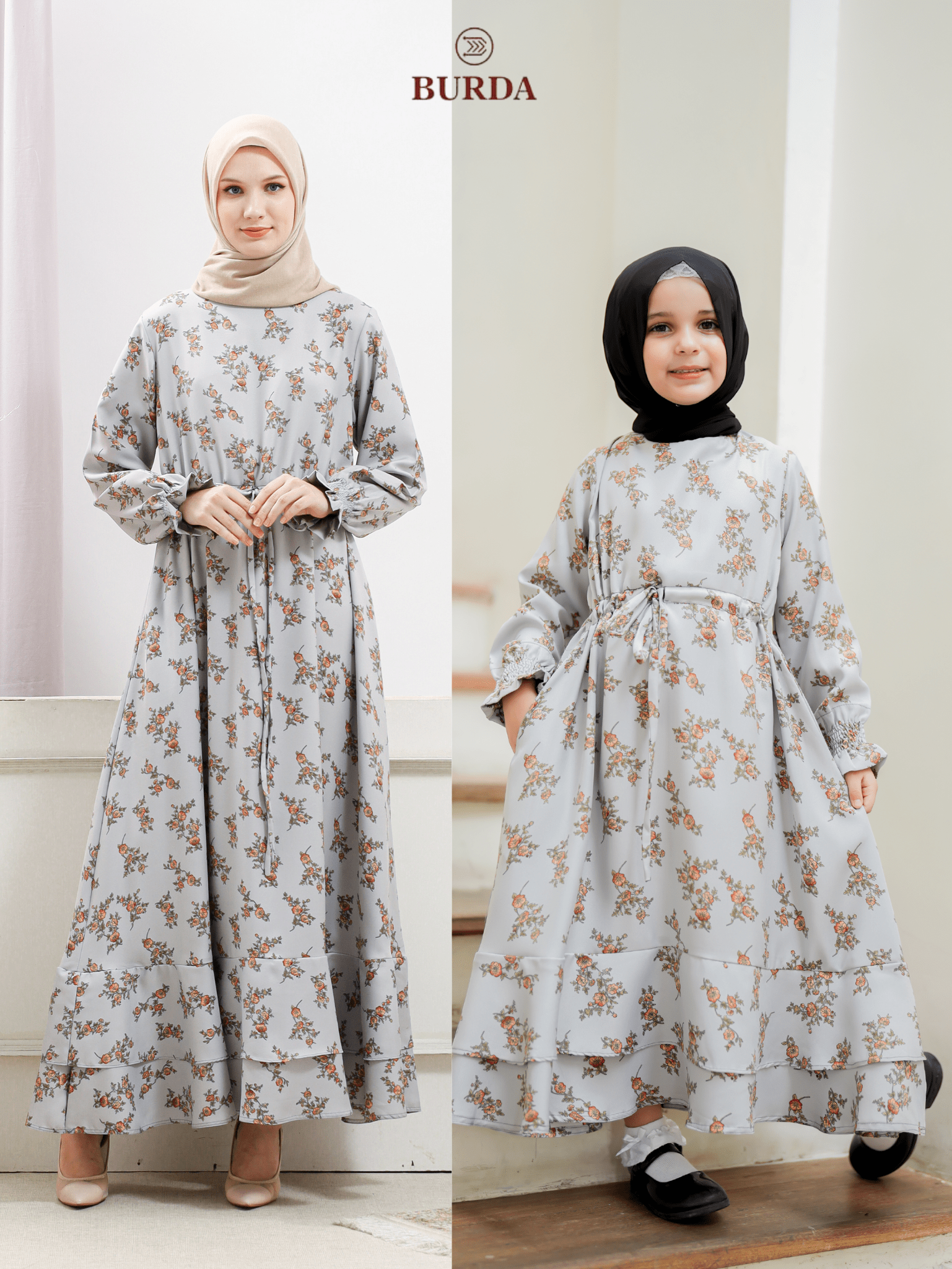 Burdaclothing Kid's Gray Floral Dress