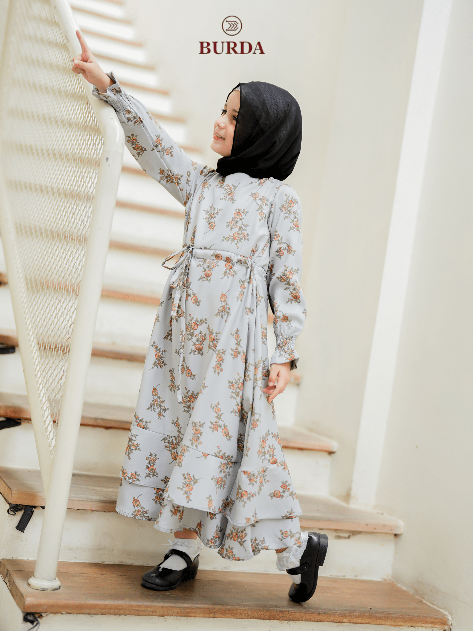 Burdaclothing Kid's Gray Floral Dress