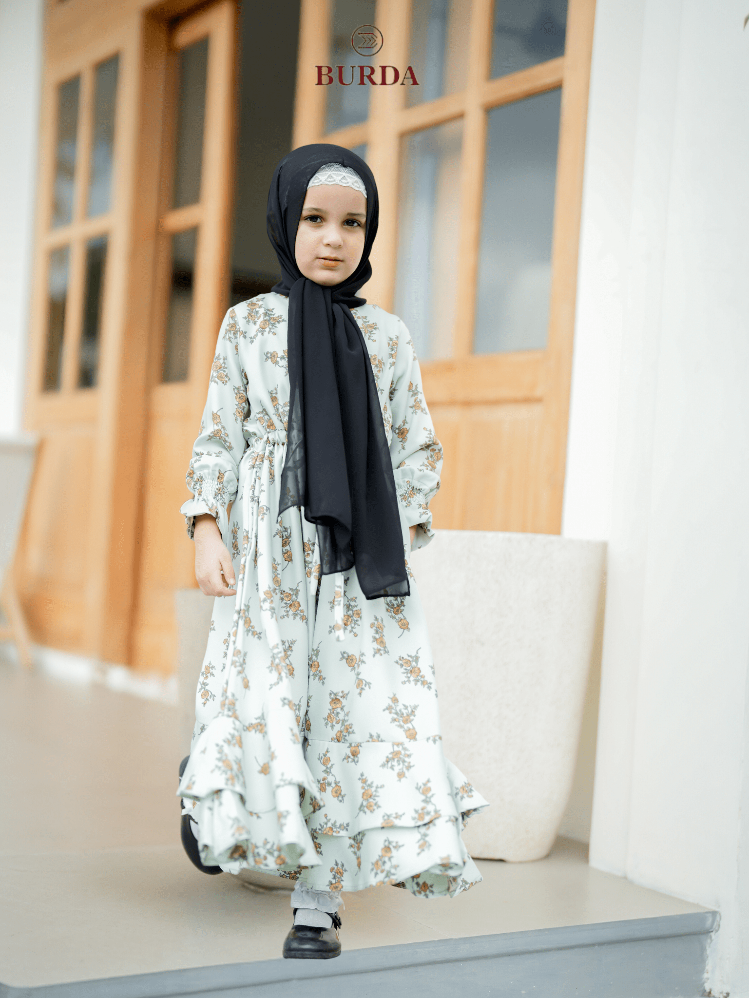 Burdaclothing Kid's Light Green Floral Dress