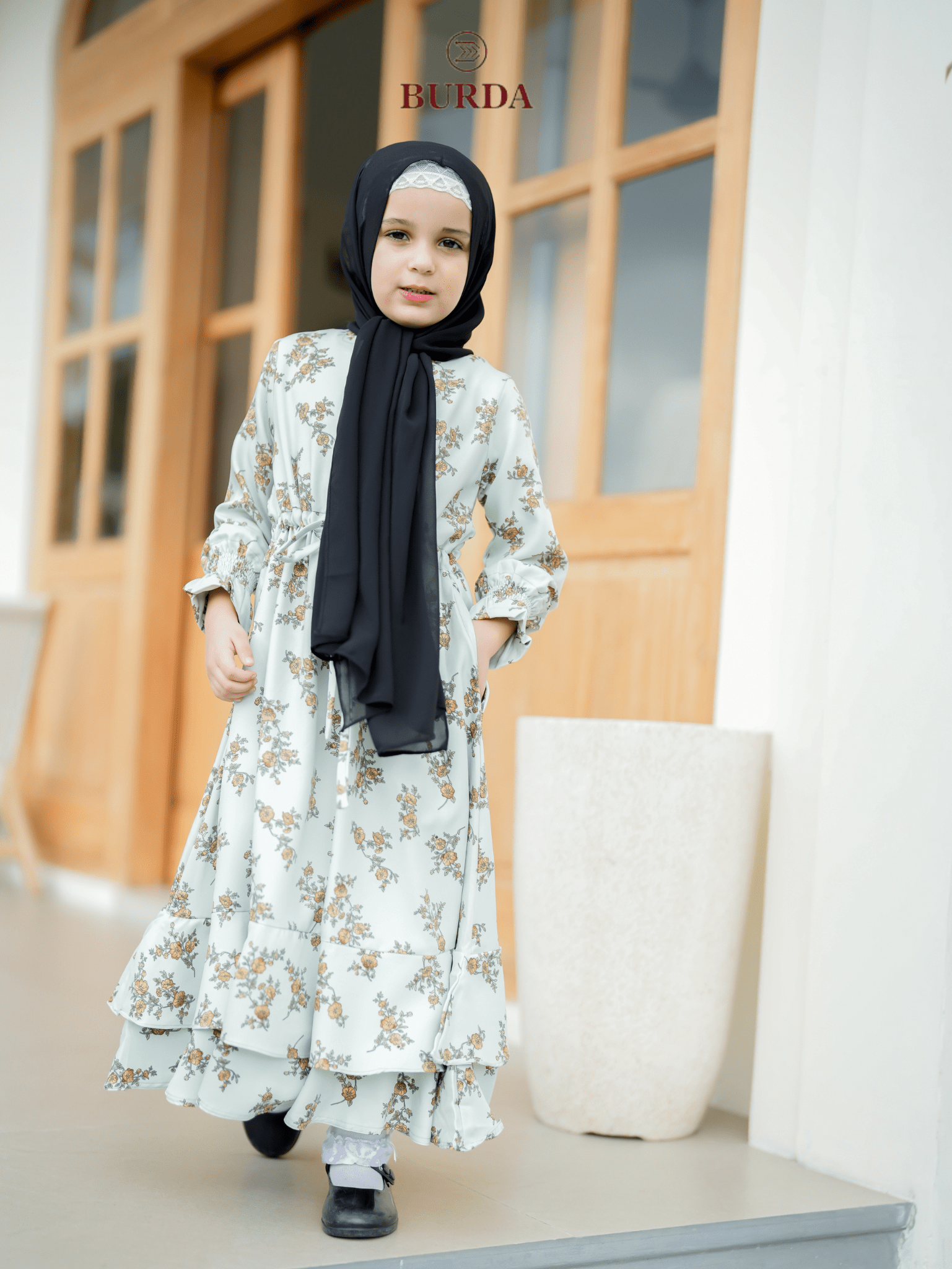 Burdaclothing Kid's Light Green Floral Dress