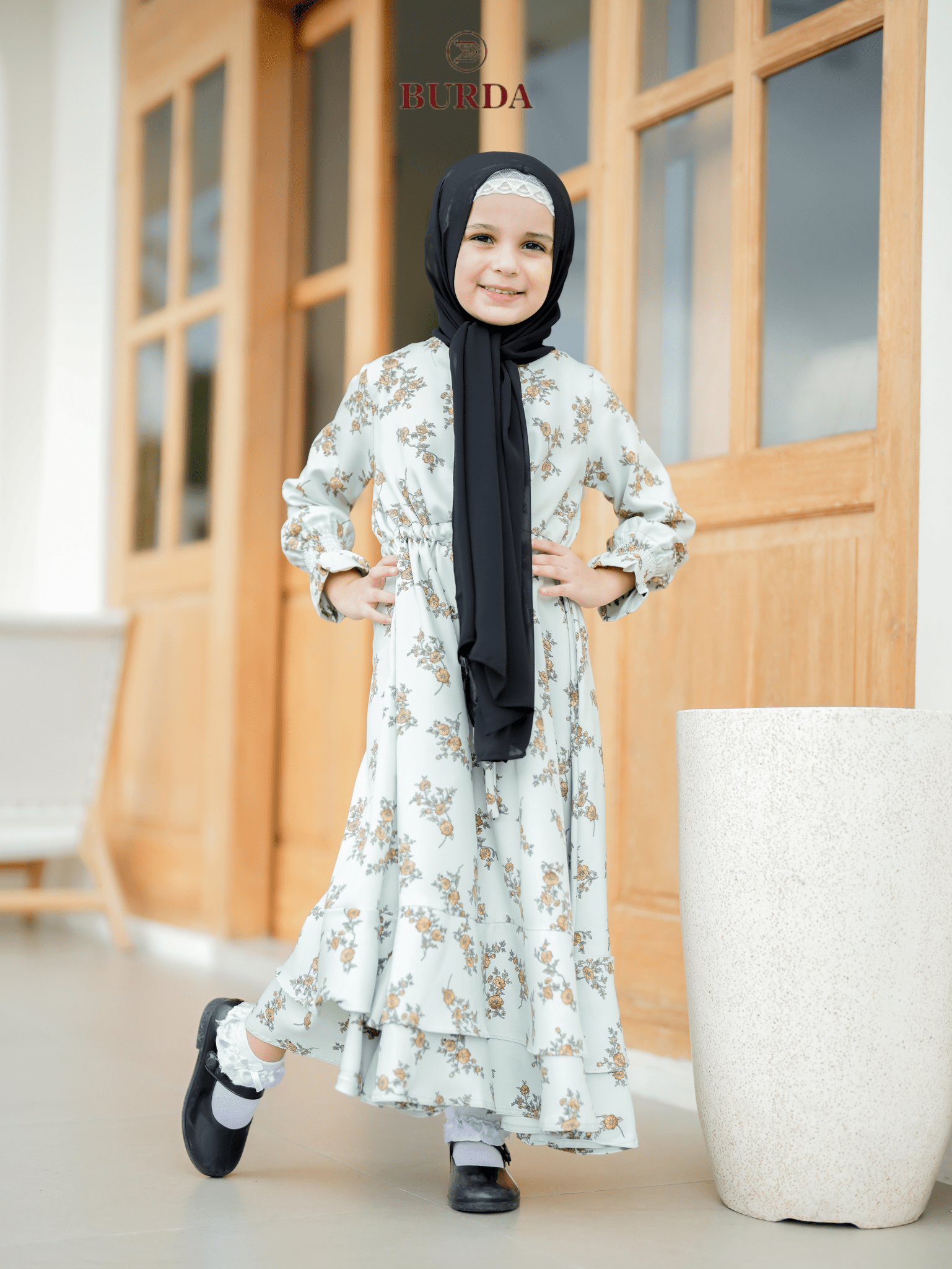 Burdaclothing Kid's Light Green Floral Dress