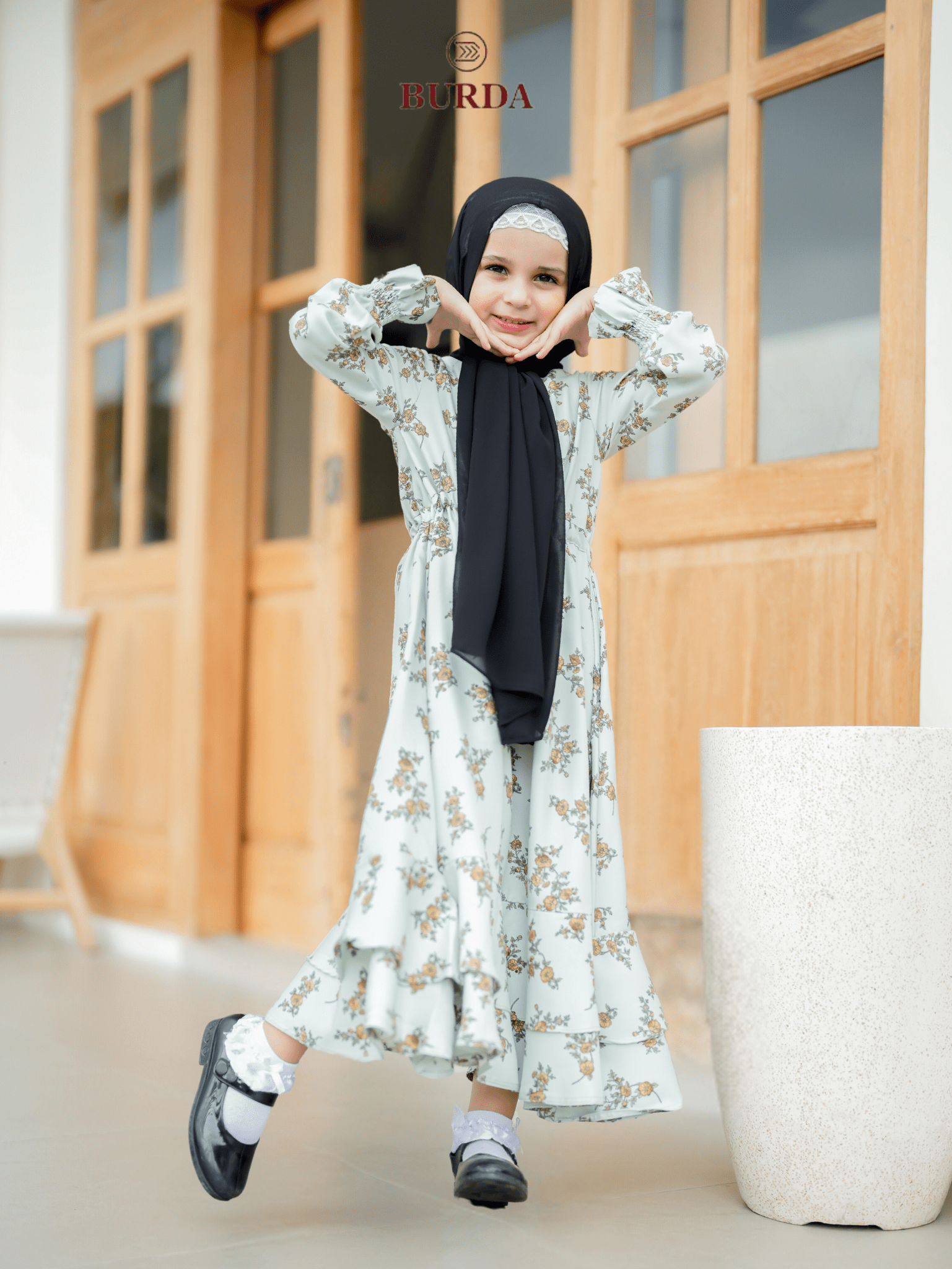 Burdaclothing Kid's Light Green Floral Dress