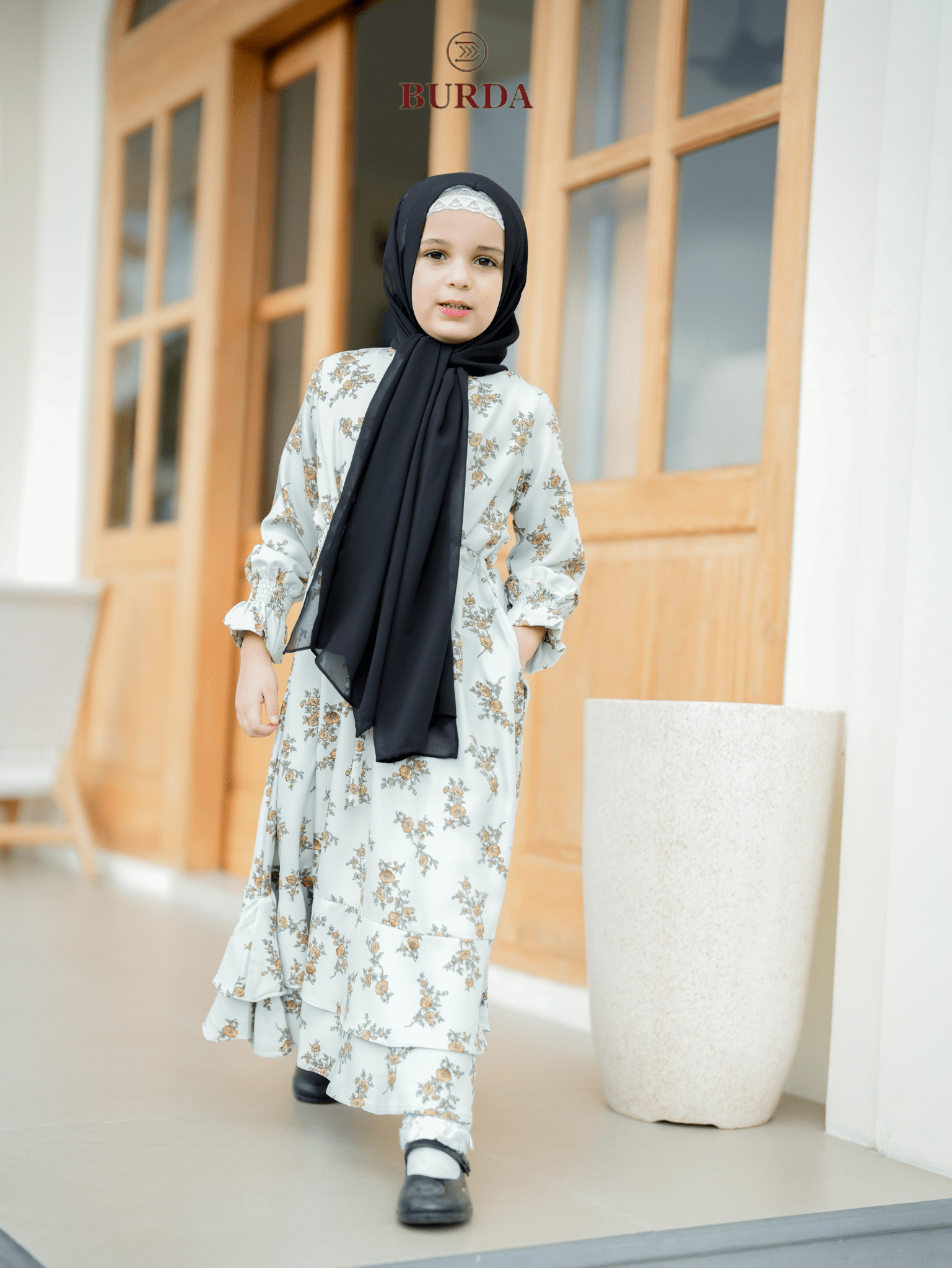 Burdaclothing Kid's Light Green Floral Dress