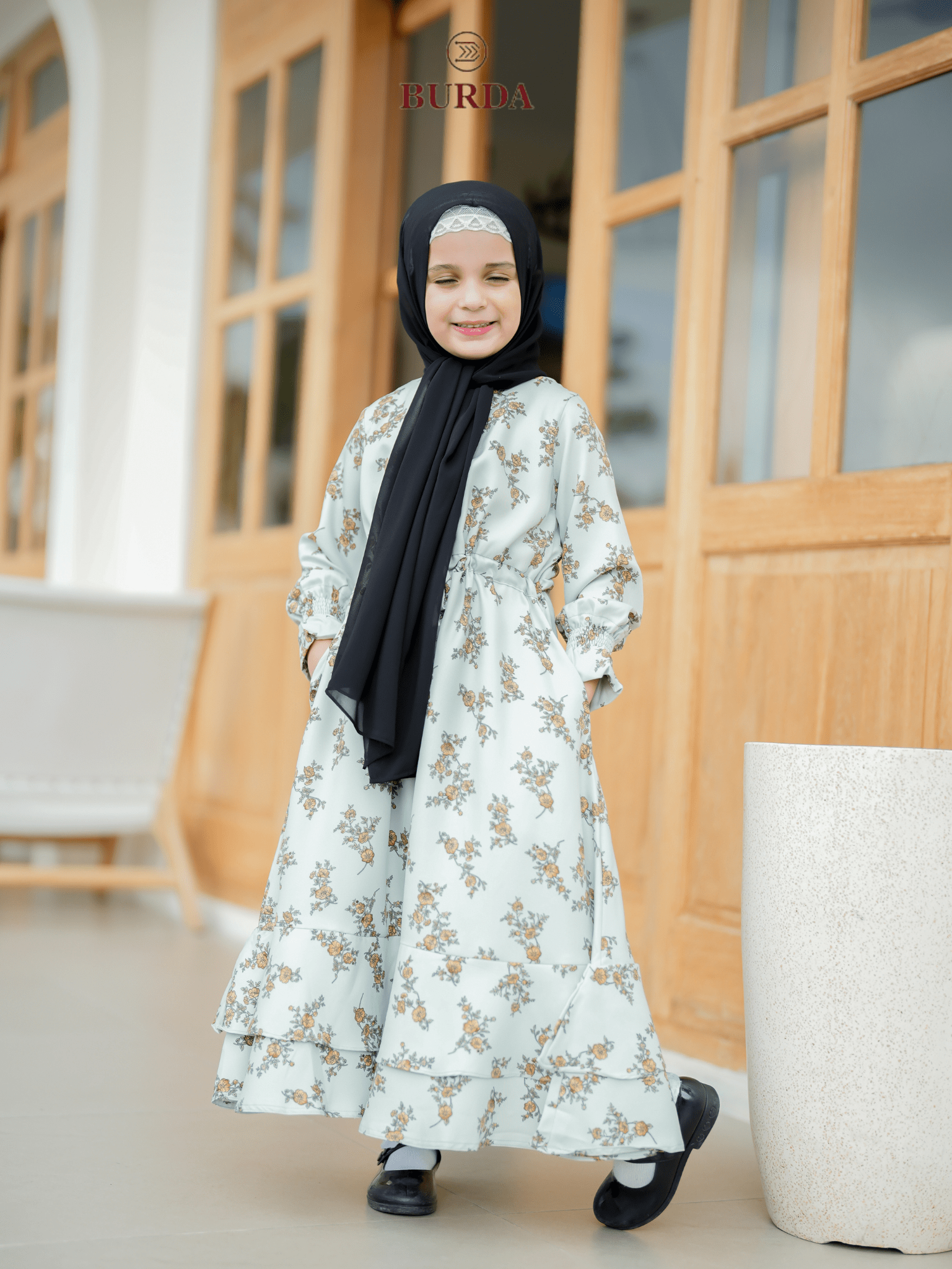 Burdaclothing Kid's Light Green Floral Dress