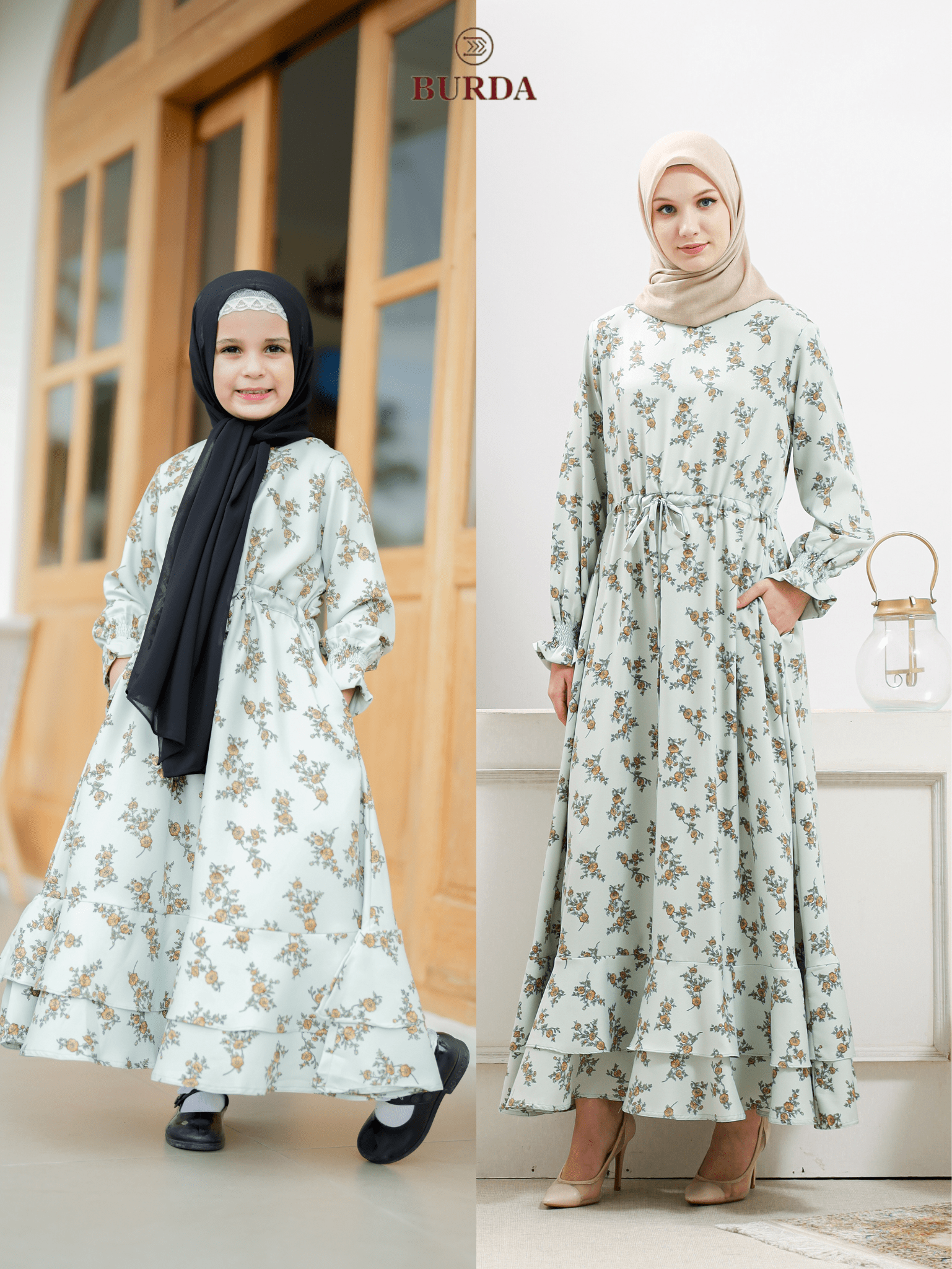 Burdaclothing Kid's Light Green Floral Dress