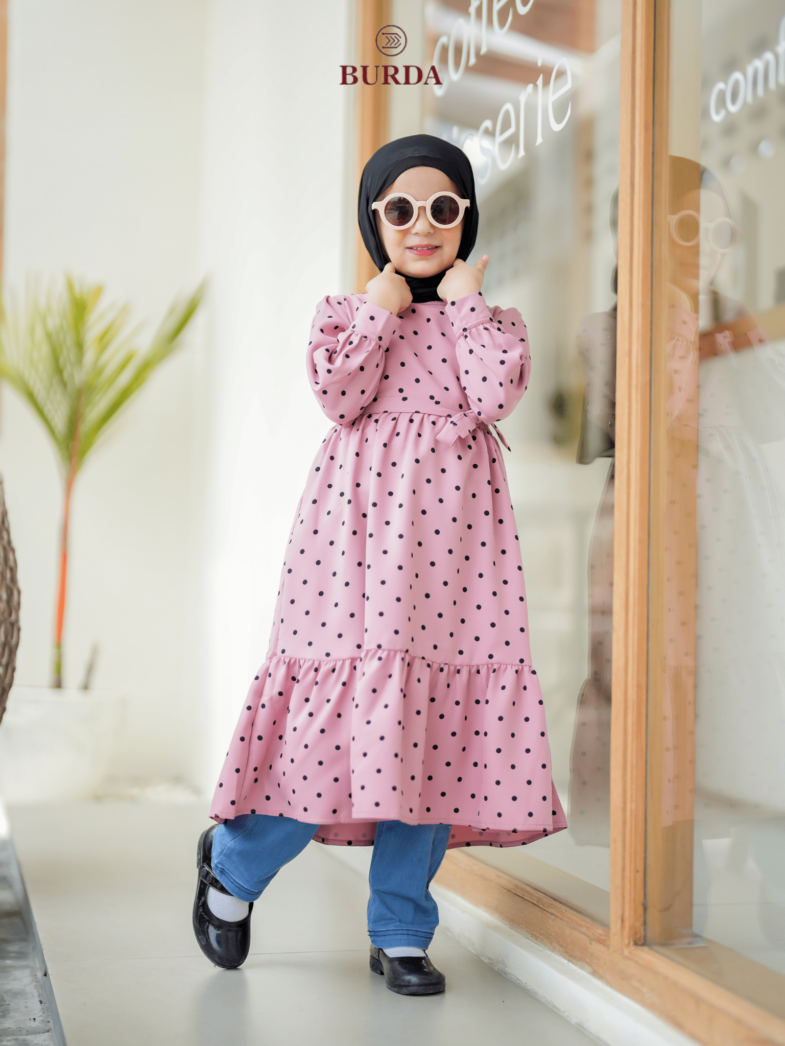 Burdaclothing Kid's Pink Polka Dot Dress