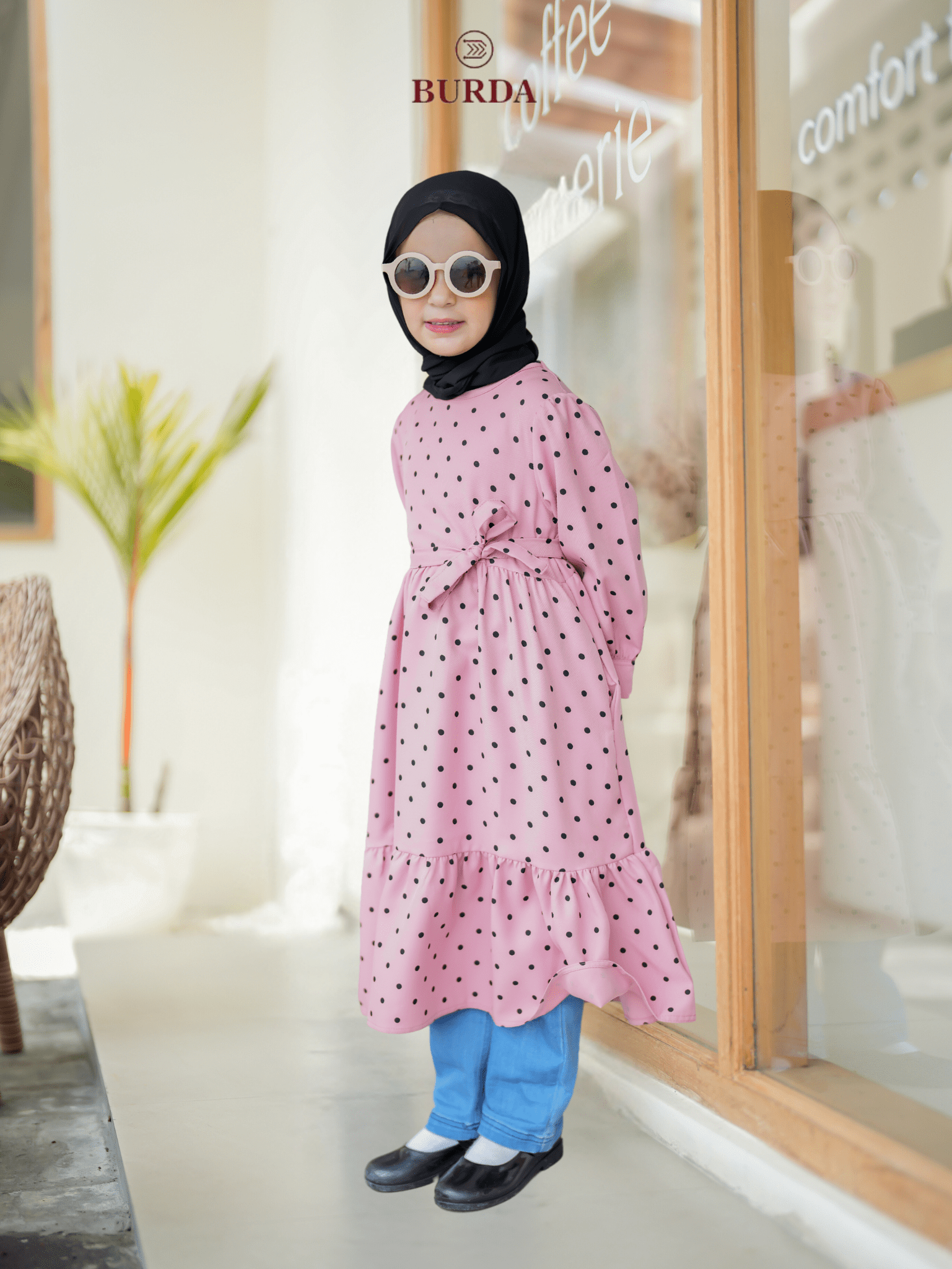 Burdaclothing Kid's Pink Polka Dot Dress