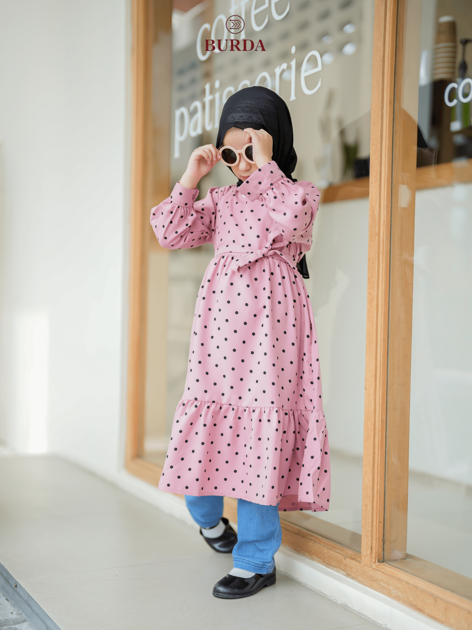 Burdaclothing Kid's Pink Polka Dot Dress