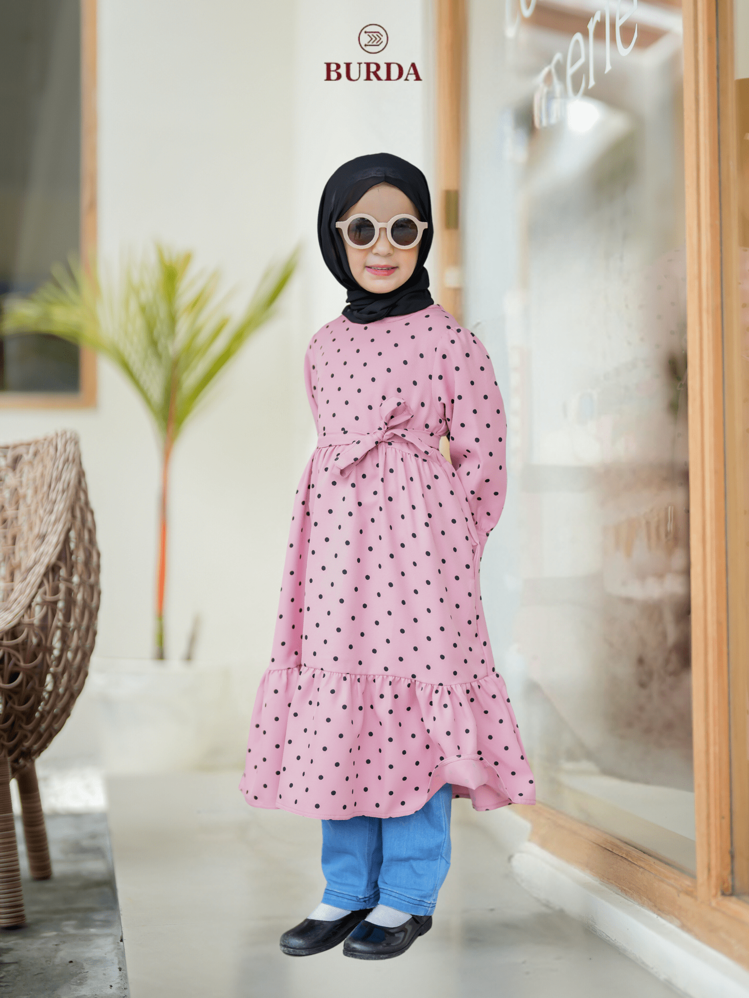 Burdaclothing Kid's Pink Polka Dot Dress