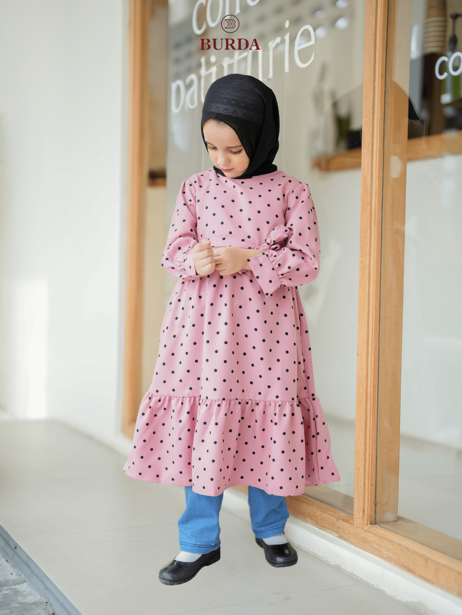 Burdaclothing Kid's Pink Polka Dot Dress