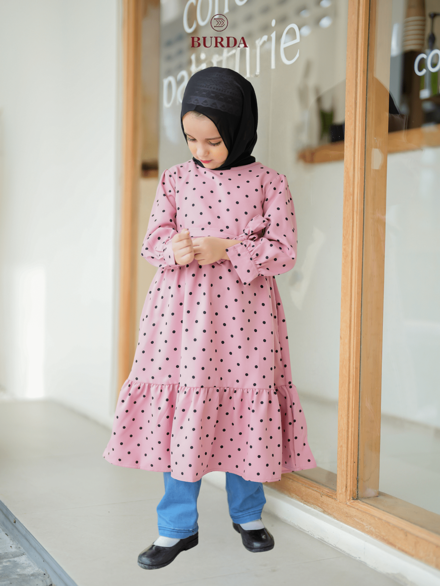 Burdaclothing Kid's Pink Polka Dot Dress