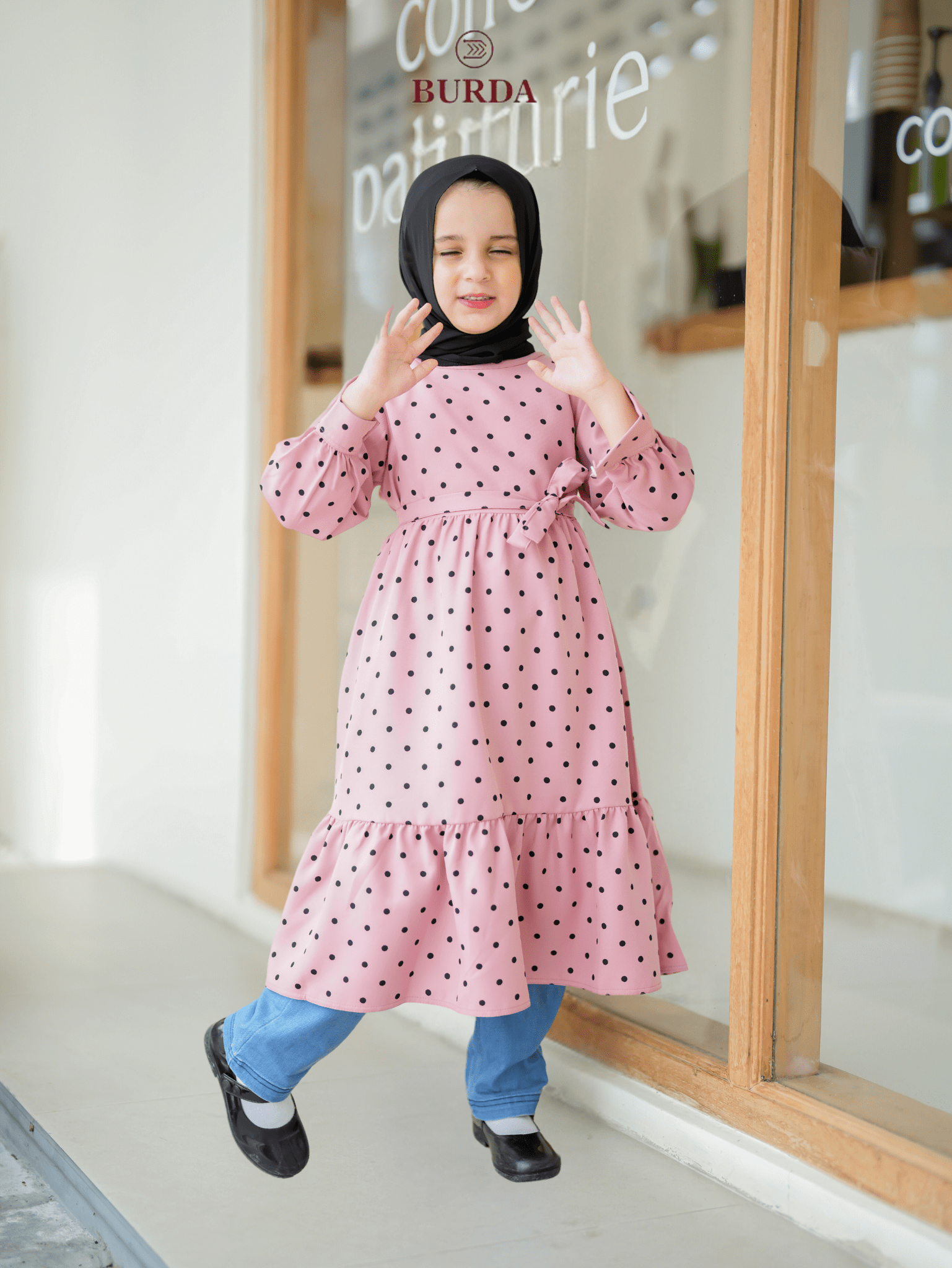 Burdaclothing Kid's Pink Polka Dot Dress