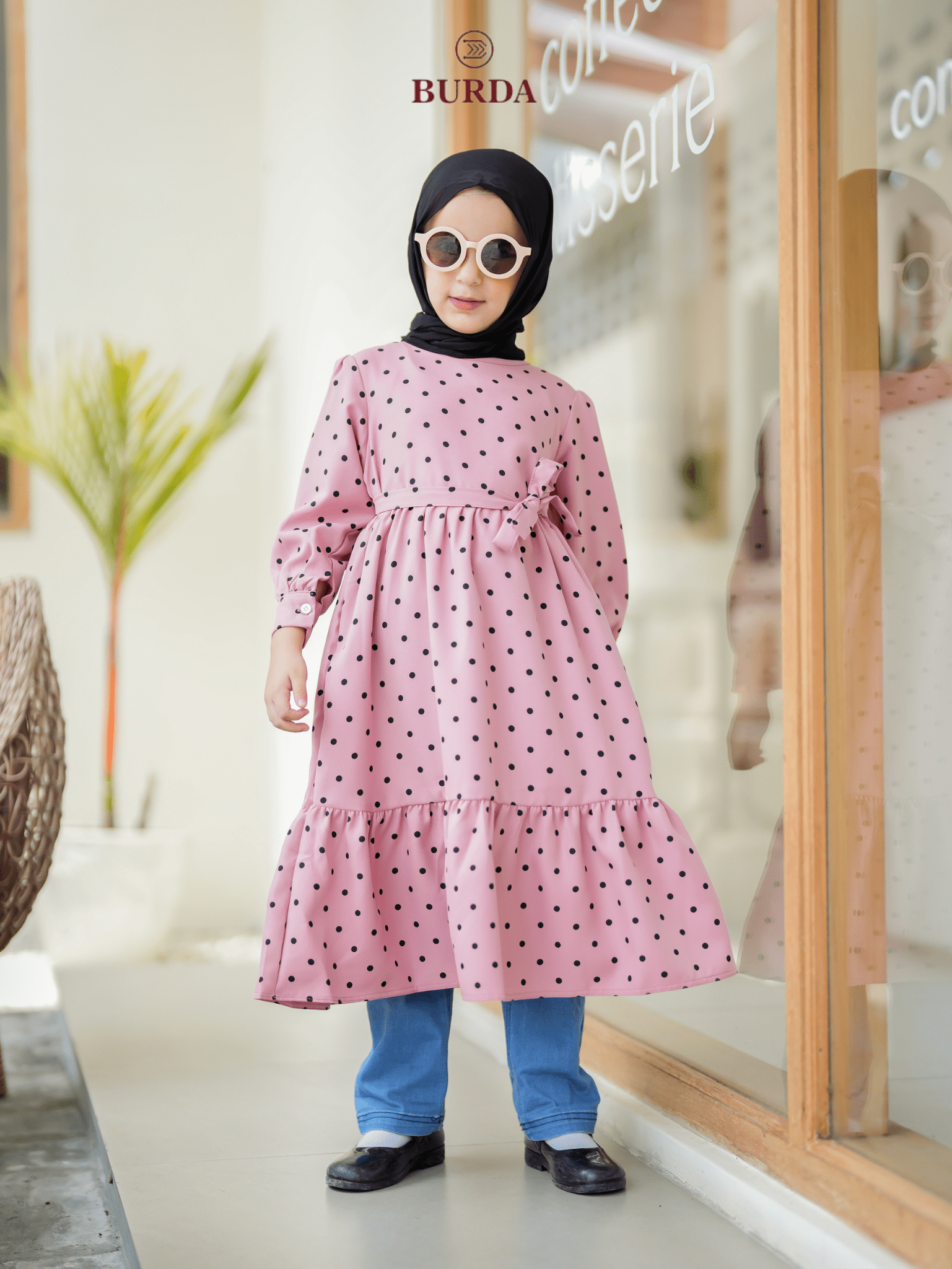 Burdaclothing Kid's Pink Polka Dot Dress