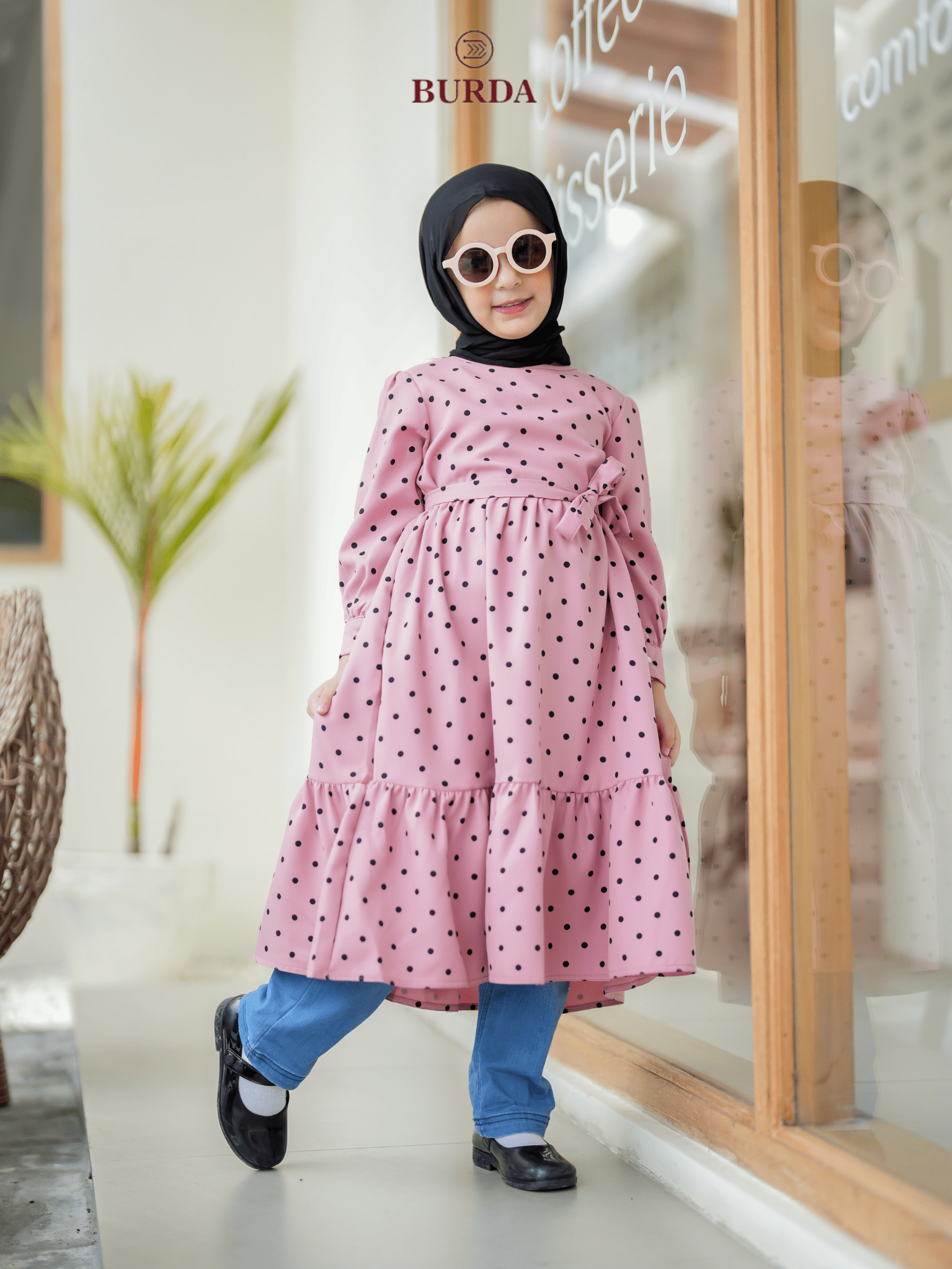 Burdaclothing Kid's Pink Polka Dot Dress