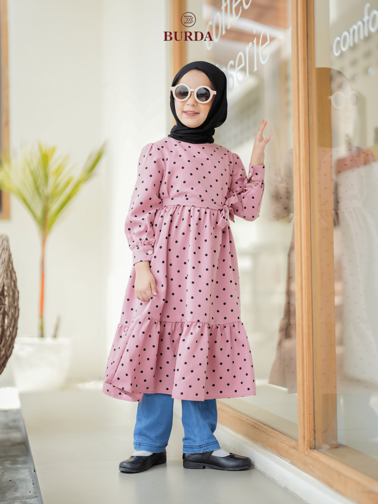 Burdaclothing Kid's Pink Polka Dot Dress