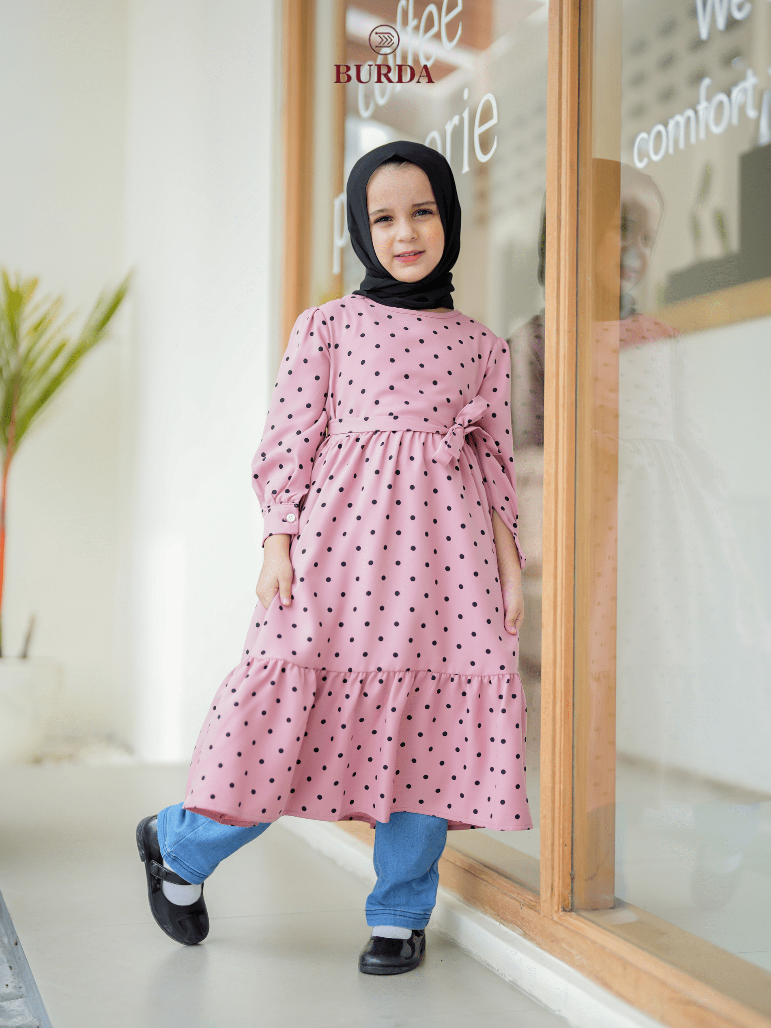 Burdaclothing Kid's Pink Polka Dot Dress