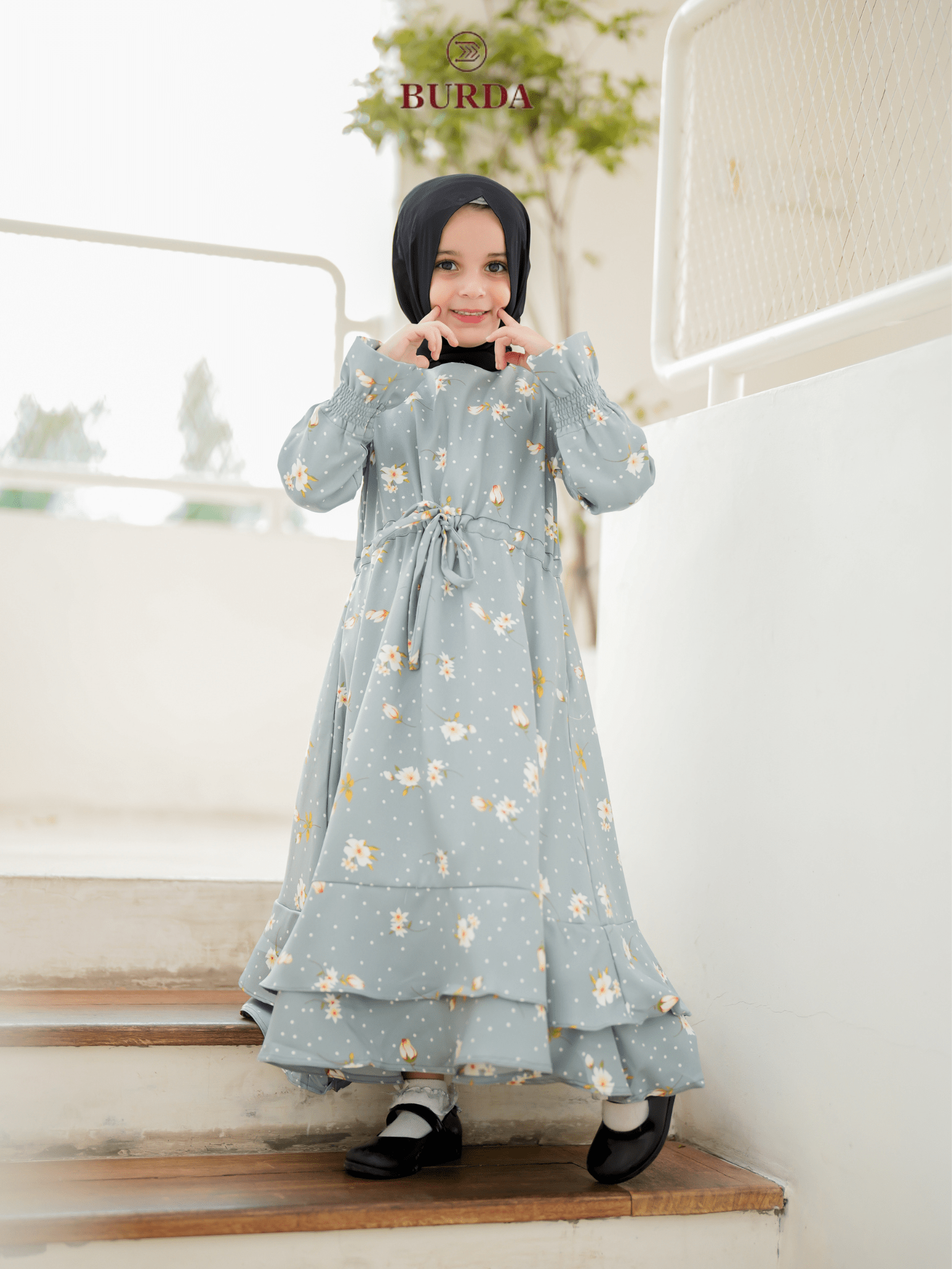 Burdaclothing Kid's Turquoise Floral Dress