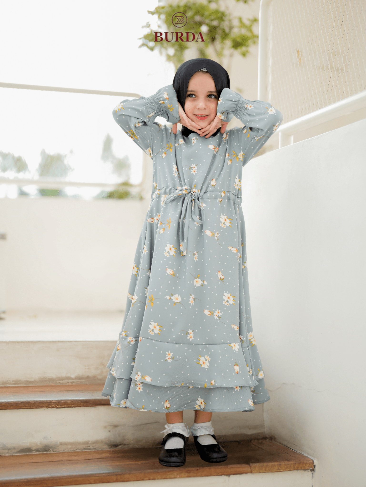 Burdaclothing Kid's Turquoise Floral Dress