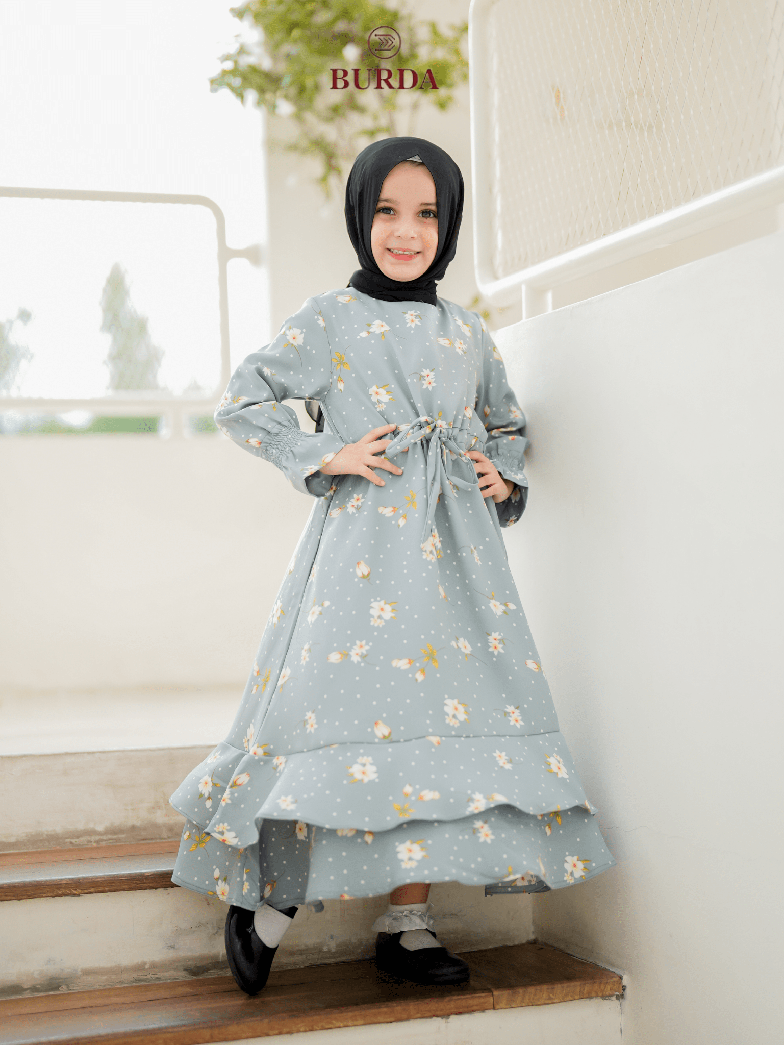 Burdaclothing Kid's Turquoise Floral Dress