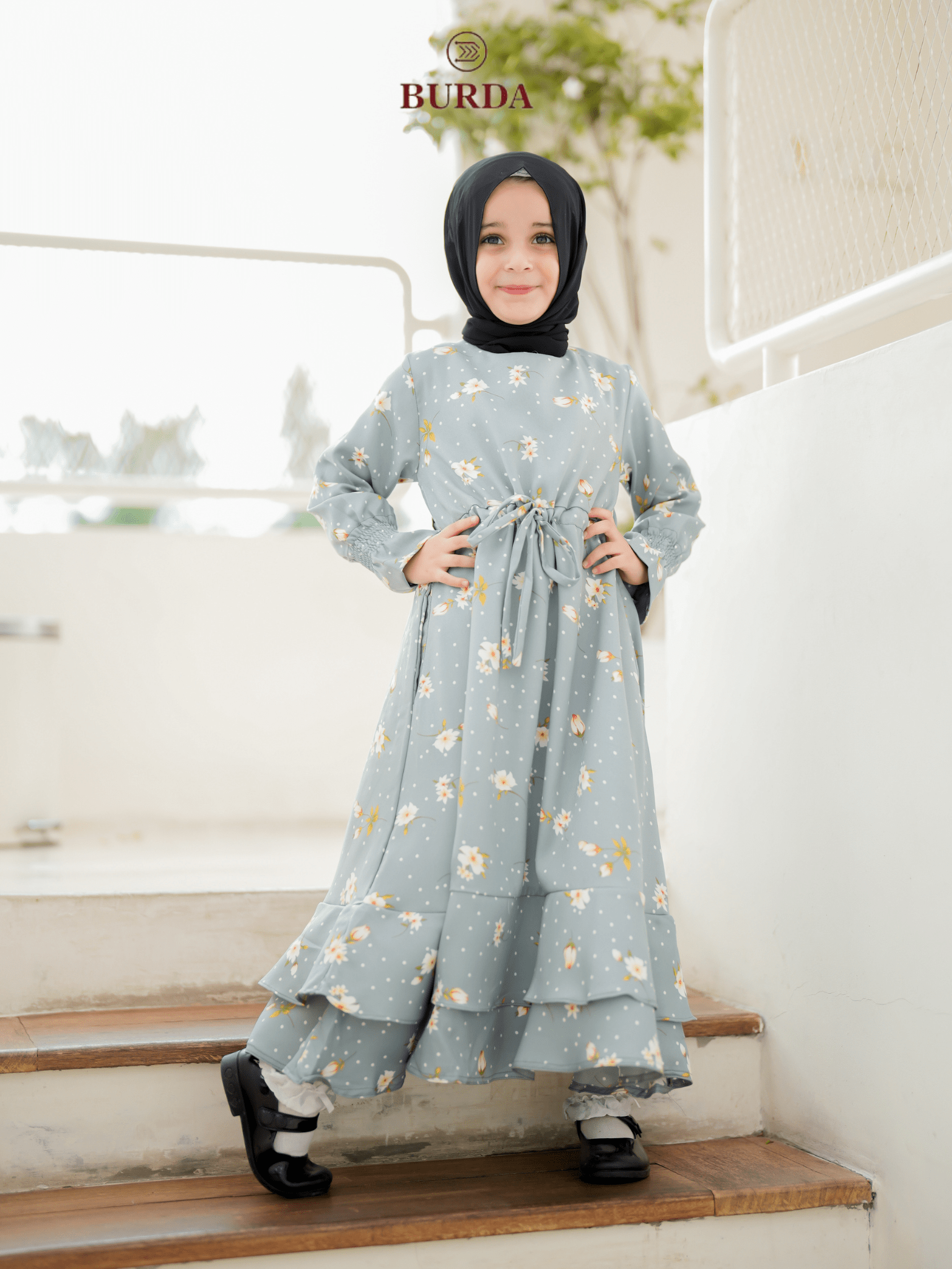 Burdaclothing Kid's Turquoise Floral Dress