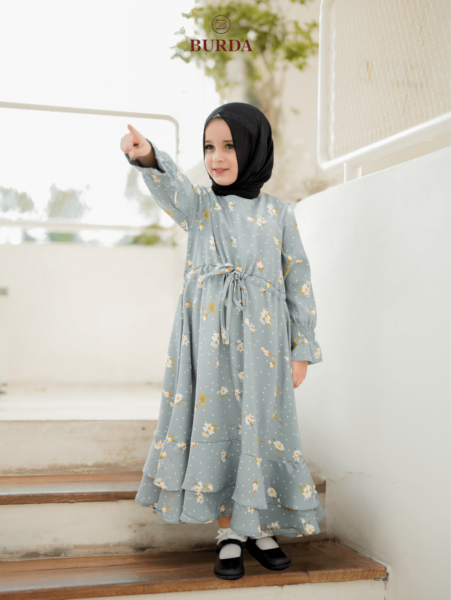 Burdaclothing Kid's Turquoise Floral Dress